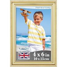 Icona Bay 6x4 Gold Picture Frame Beautifully Detailed Moulding, Contemporary Picture Frame, Wall Mount or Table Top, Inspirations Collection