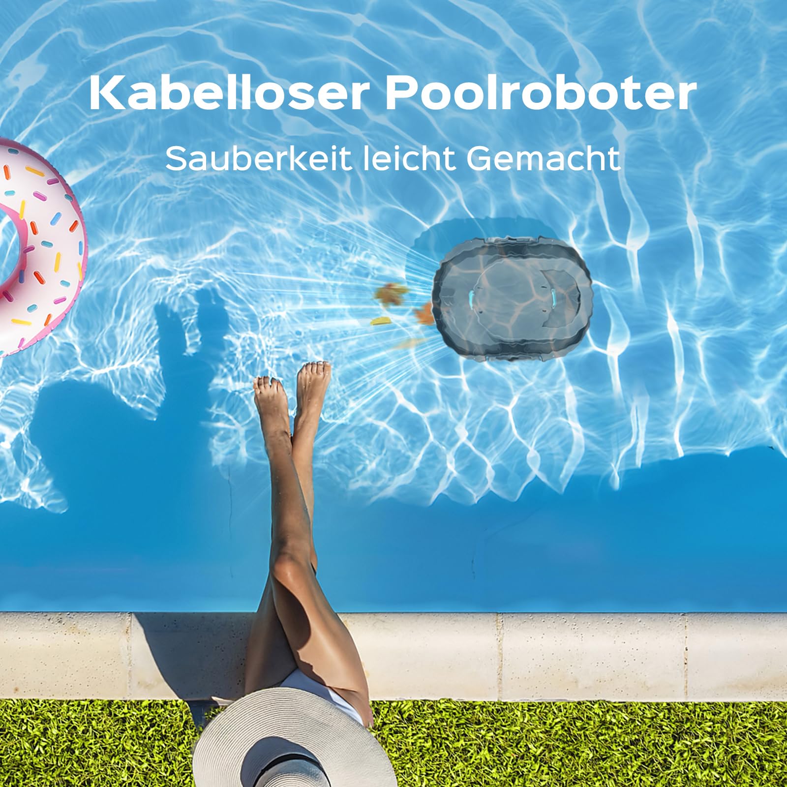 (2026 Upgrade) S1PRO Poolroboter, 120 Min Automatische Reinigung, Dual Motoren Poolreiniger Selbsteinpark mit 2,5H Ladezeit Poolsauger Akku für Flache Böden Pools bis 100 m², transparentes grau