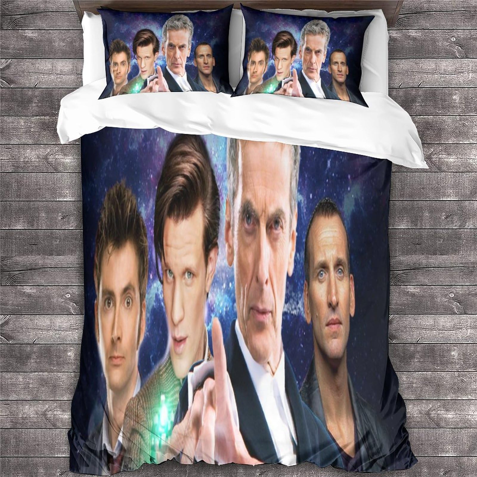 Doctor Who 3 Pieces Set Duvet Cover Microfiber Bedding Sets, 3D Print Movie Quilt Cover with Pillowcases, with Hidden Zipper Closurer Comforter Cover, for Boys Girls Double（200x200cm）