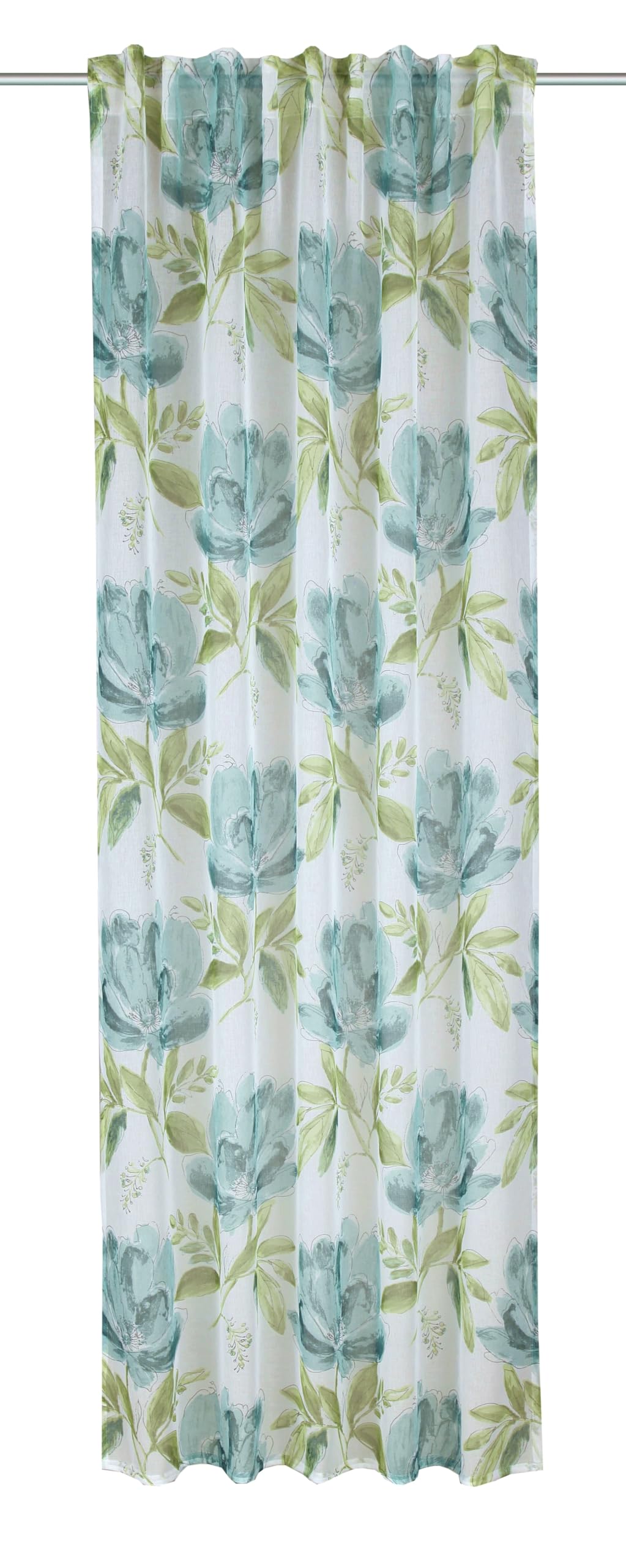 Rideaux imprimé fleurs vert 135x245 pour salon lumineux et cosy