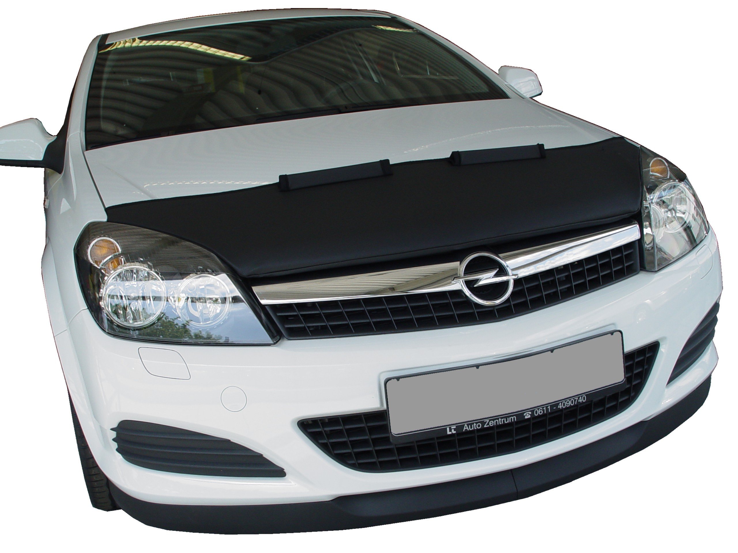 AB-00864c Carbon Fiber Look Hood Bra Compatible with Opel Astra H 2004-2010 Front End Nose Mask Bonnet Bra