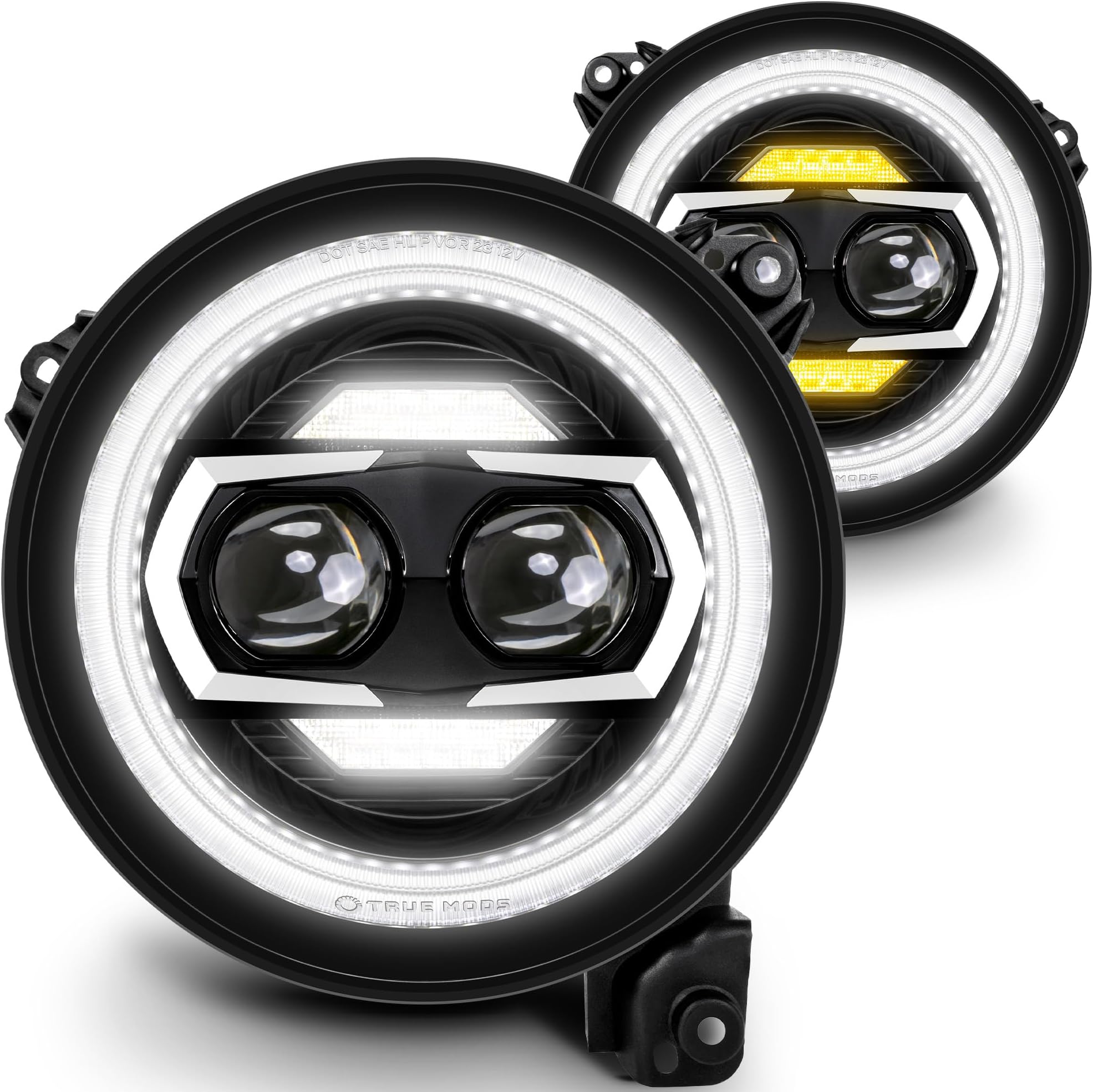 ONLINE LED STORE TRUE MODS 9” Inch Round LED Headlights Replacement for Jeep Wrangler JL JLU Unlimited Gladiator JT 2018-2024 Accessories [DOT Approved] [DUAL HALO DRL] [Plug n Play]