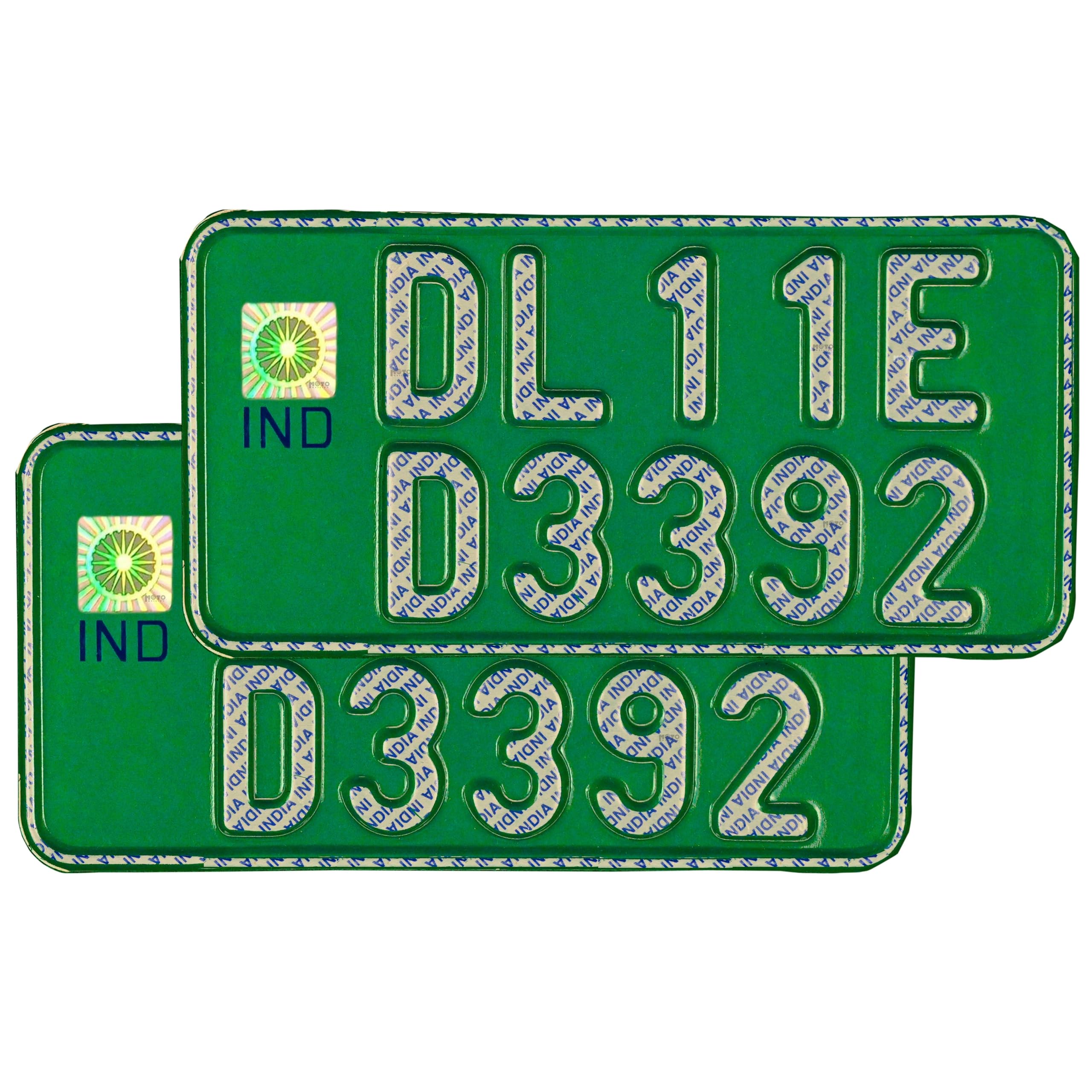 Moto Utility Green Aluminum Number Plate for Electric Scooters | IND Font & Hologram | Non-HSRP | Front & Rear 8x4 in | Compatible with Ola, Ather, TVS iQube, Bajaj Chetak, Hero Vida, Ampere.-image-23