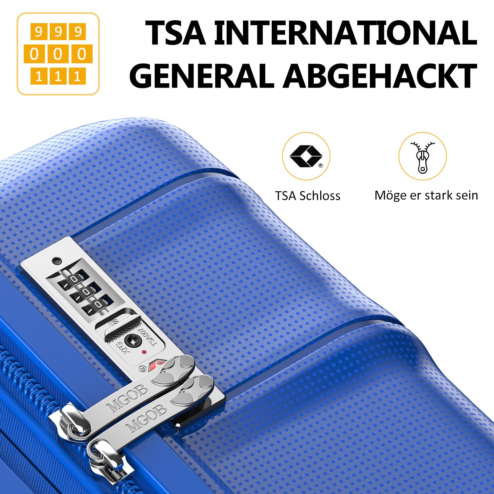 MGOB Valigia Grande Espandibile PP(Polipropilene) 92L Valigia Bagaglio a Mano Rigida Trolley Spinner e TSA Lucchetto 76x51x31cm, Blu
