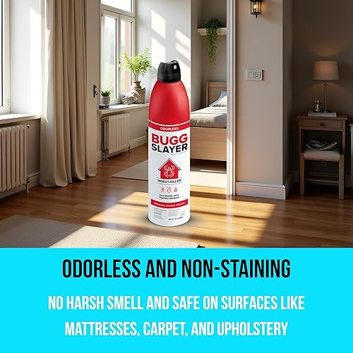 Miniatura 3 de BUGGSLAYER Insecticde RTU Aerosol  Asesino de insectos para interiores  Arañas, hormigas, cucarachas, chinches y más  Inodoro, sin manchas, lata de