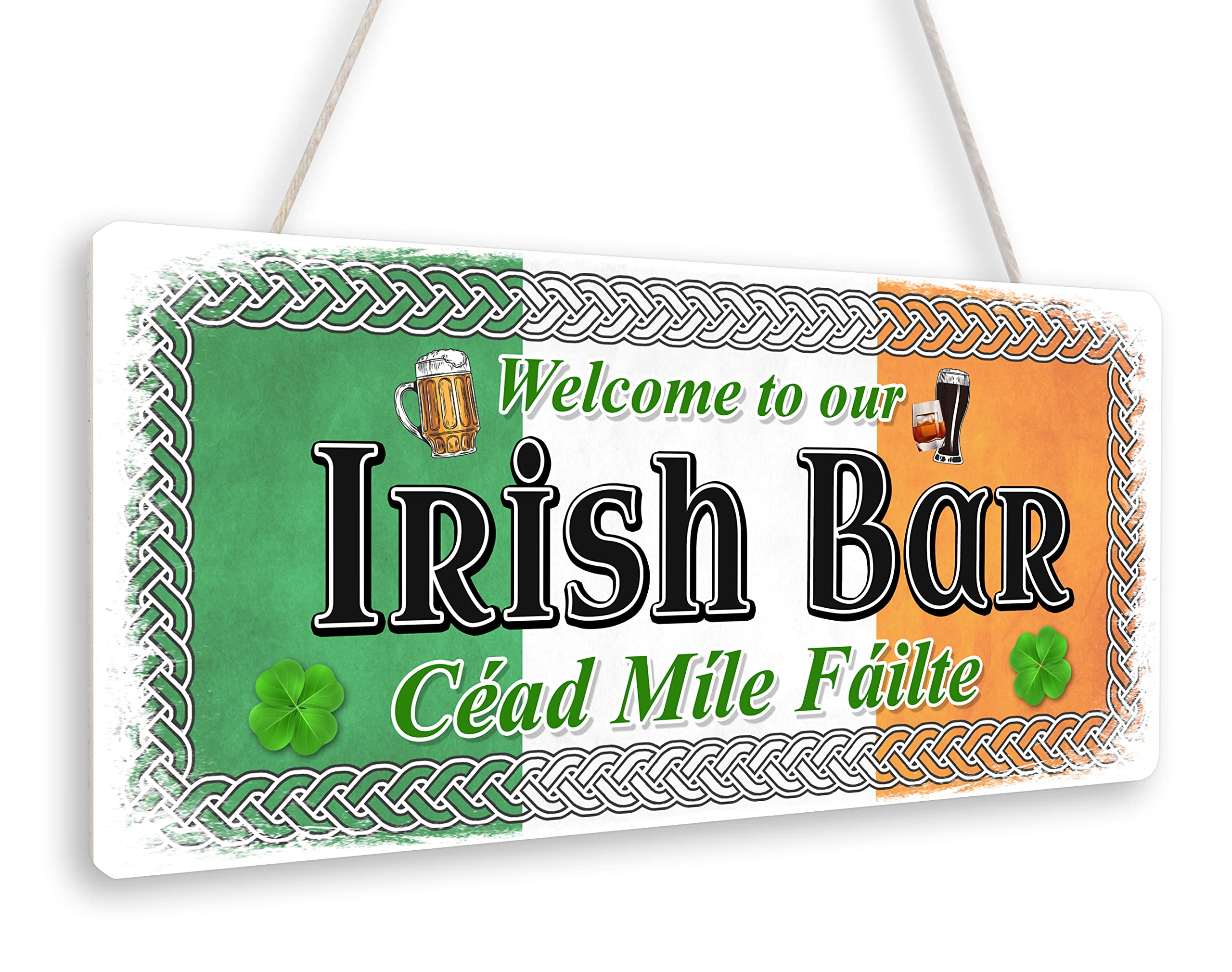 Beenanas Welcome to Our Irish Bar Tri Colour Man Cave Door Sign Plaque