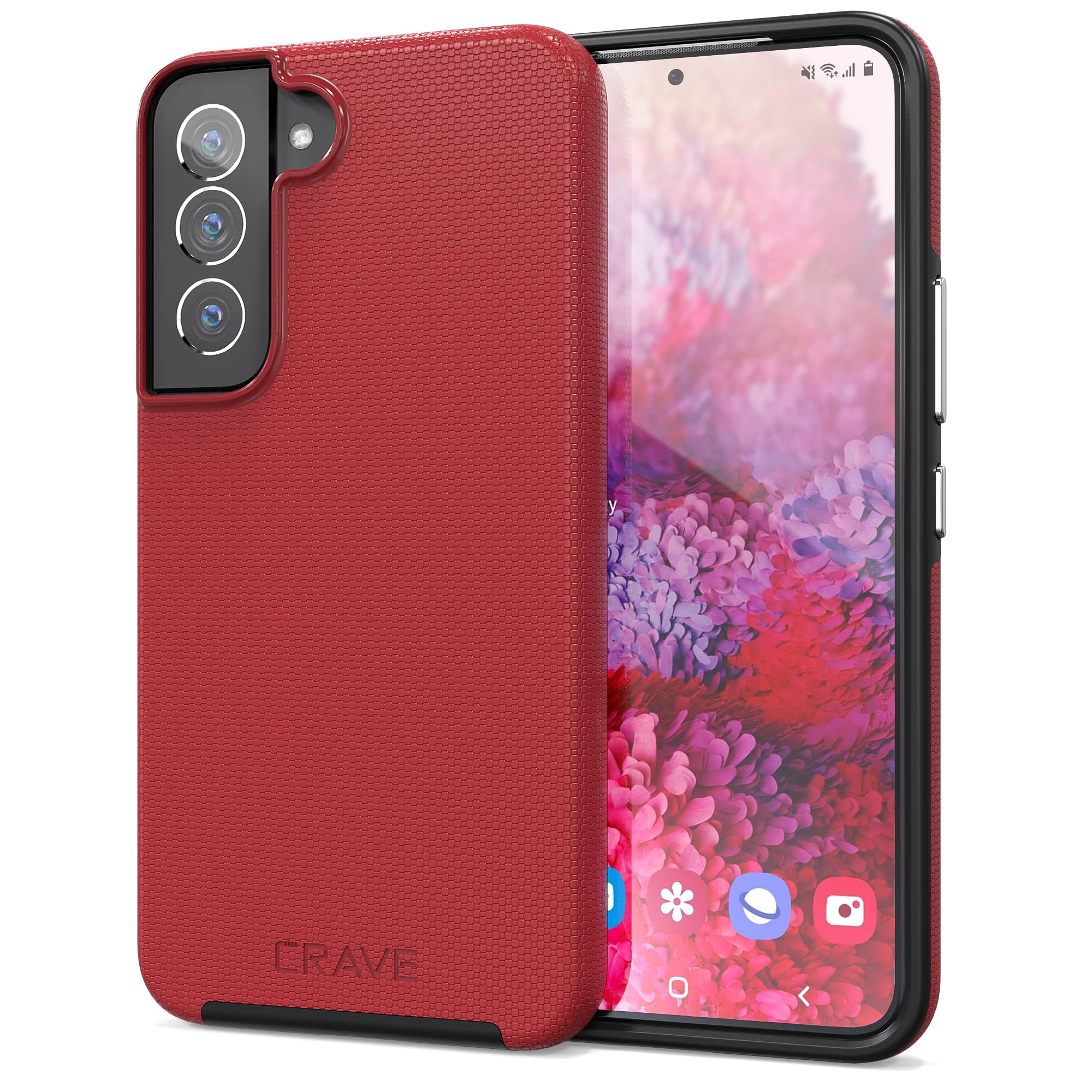 Crave Dual Guard for Samsung Galaxy S22 Case, Shockproof Protection Dual Layer Case for Samsung Galaxy S22 5G - Red