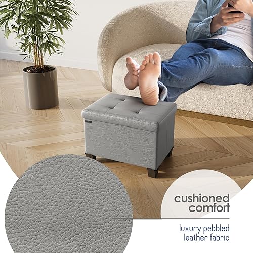 Miniatura 124 de Otomana plegable para dormitorio o sala de estar, con contenedores de almacenamiento, reposapiés para el extremo de la cama, soporta hasta 660 lb,