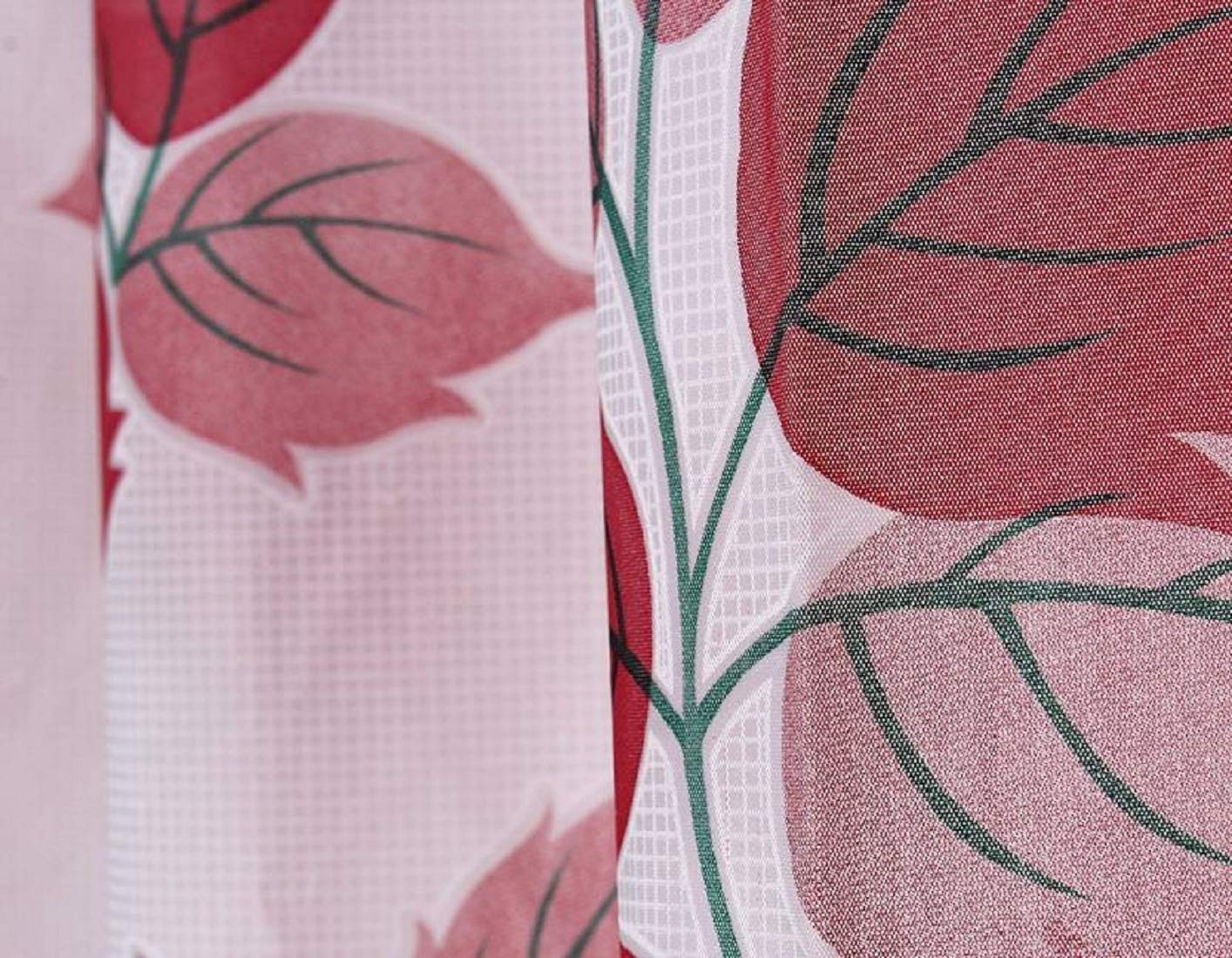 SHAVIN Plastic Printed Shower Bathroom Curtain (Length-7Feet) (Pack of 2) -Colour-Red Lined 1