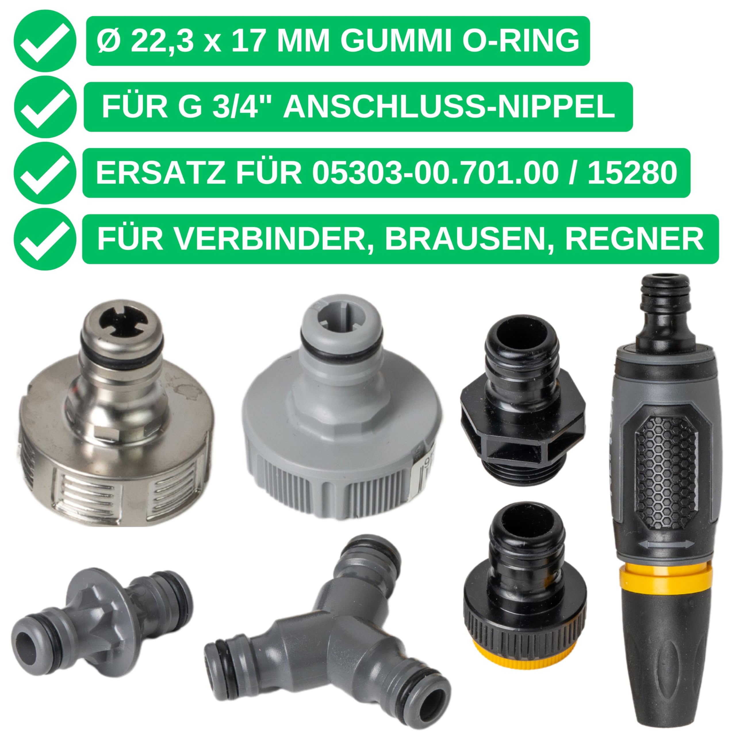 Replacement O-ring set, 25 pieces, for G 3/4" inch garden plug-in systems, compatible with Gardena 26.5 mm tap connector - Image 2