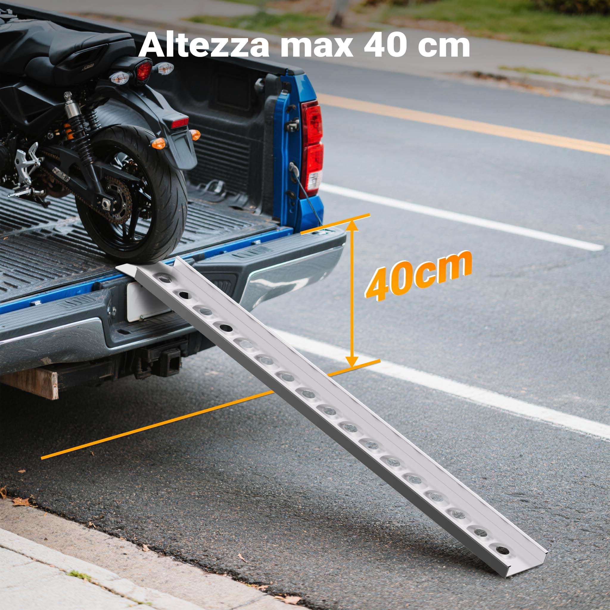 Rampa di carico 163 cm in alluminio per moto e quad Portata max 180 kg