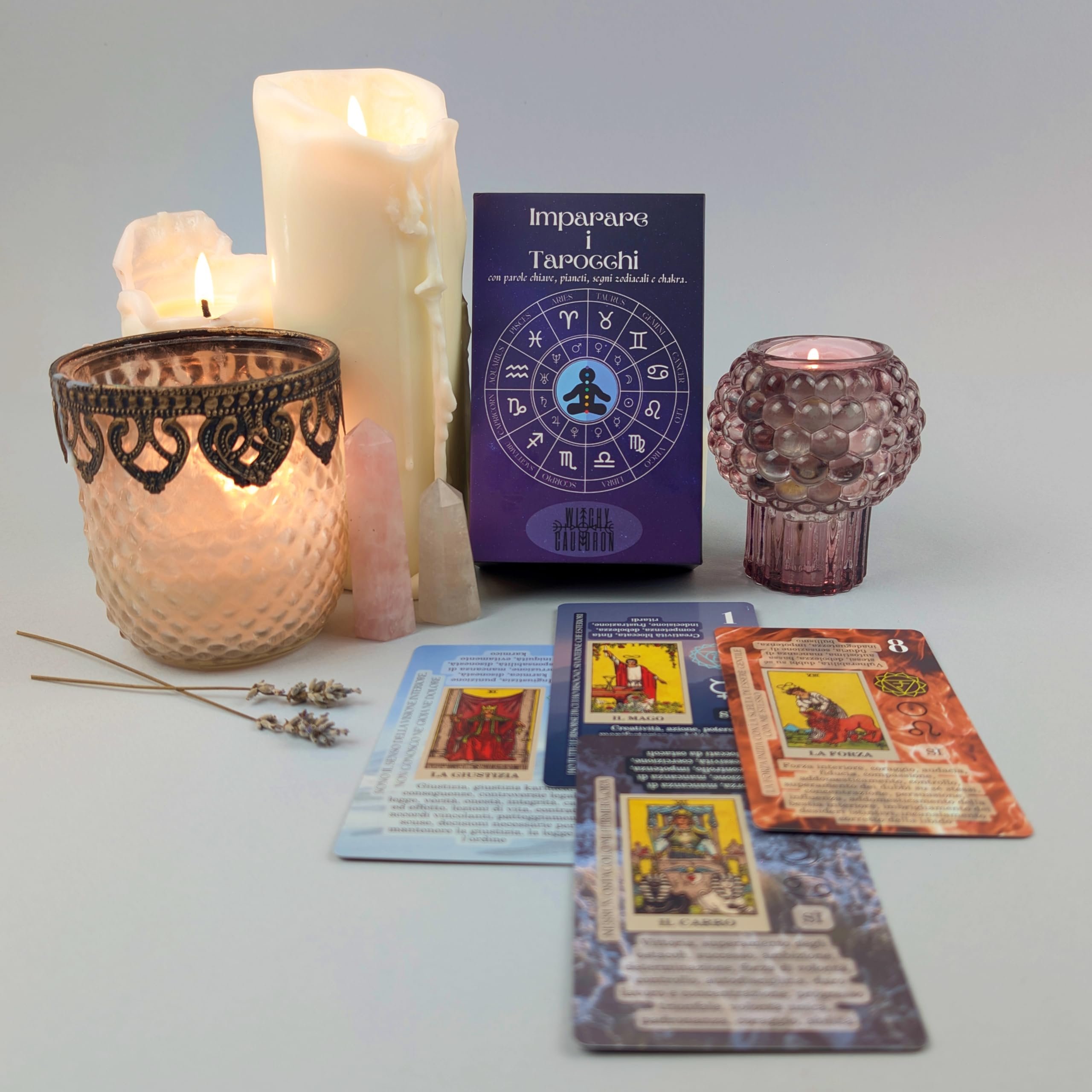 Witchy Cauldron Imparare i Tarocchi con parole chiave, pianeti, segni zodiacali e chakra