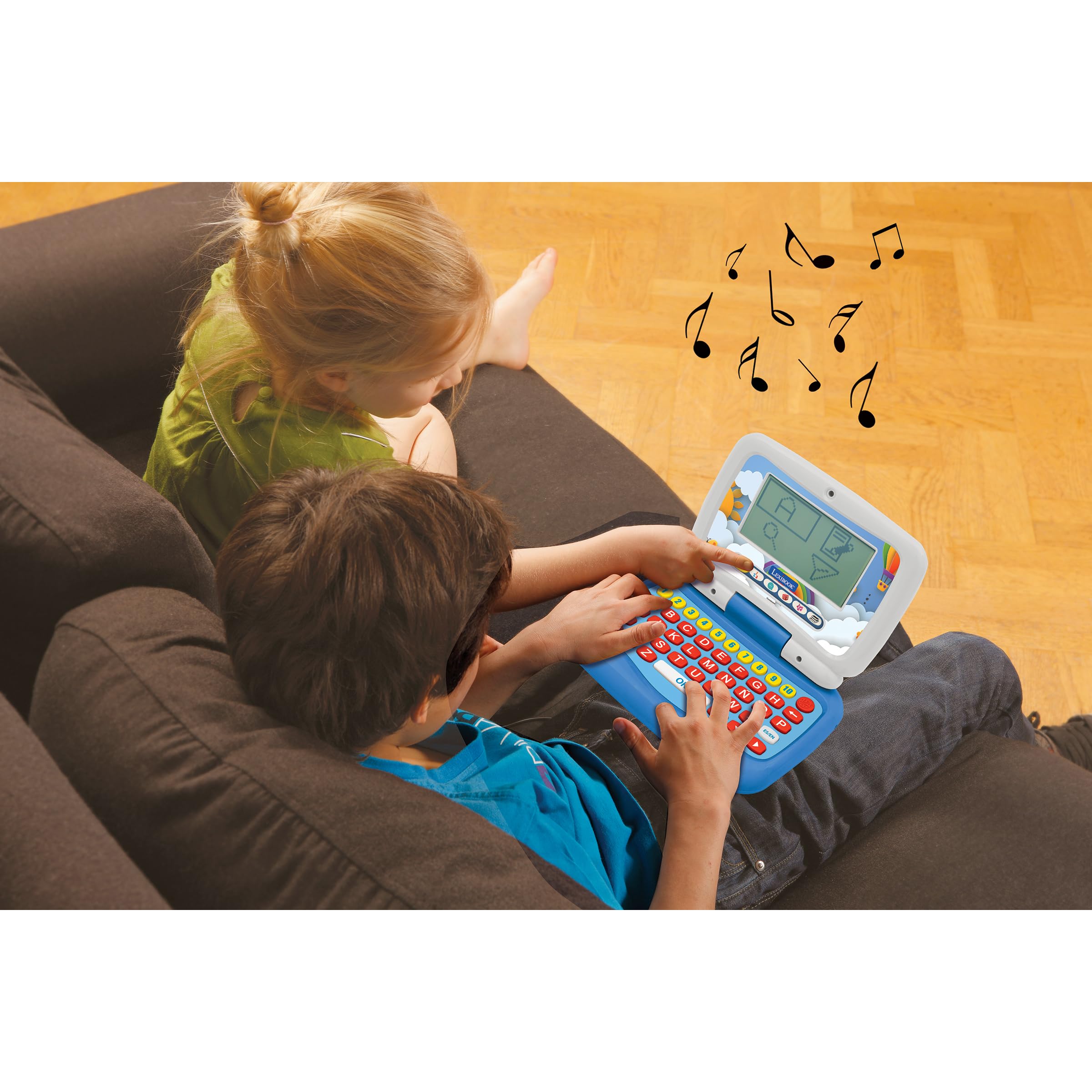 LEXIBOOK, Power Junior, Ordenador Portátil Educativo Bilingüe INGLÉS/ESPAÑOL con 40 Actividades Incluyendo una Nueva Forma de Aprender a Leer y Contar, JC398i2