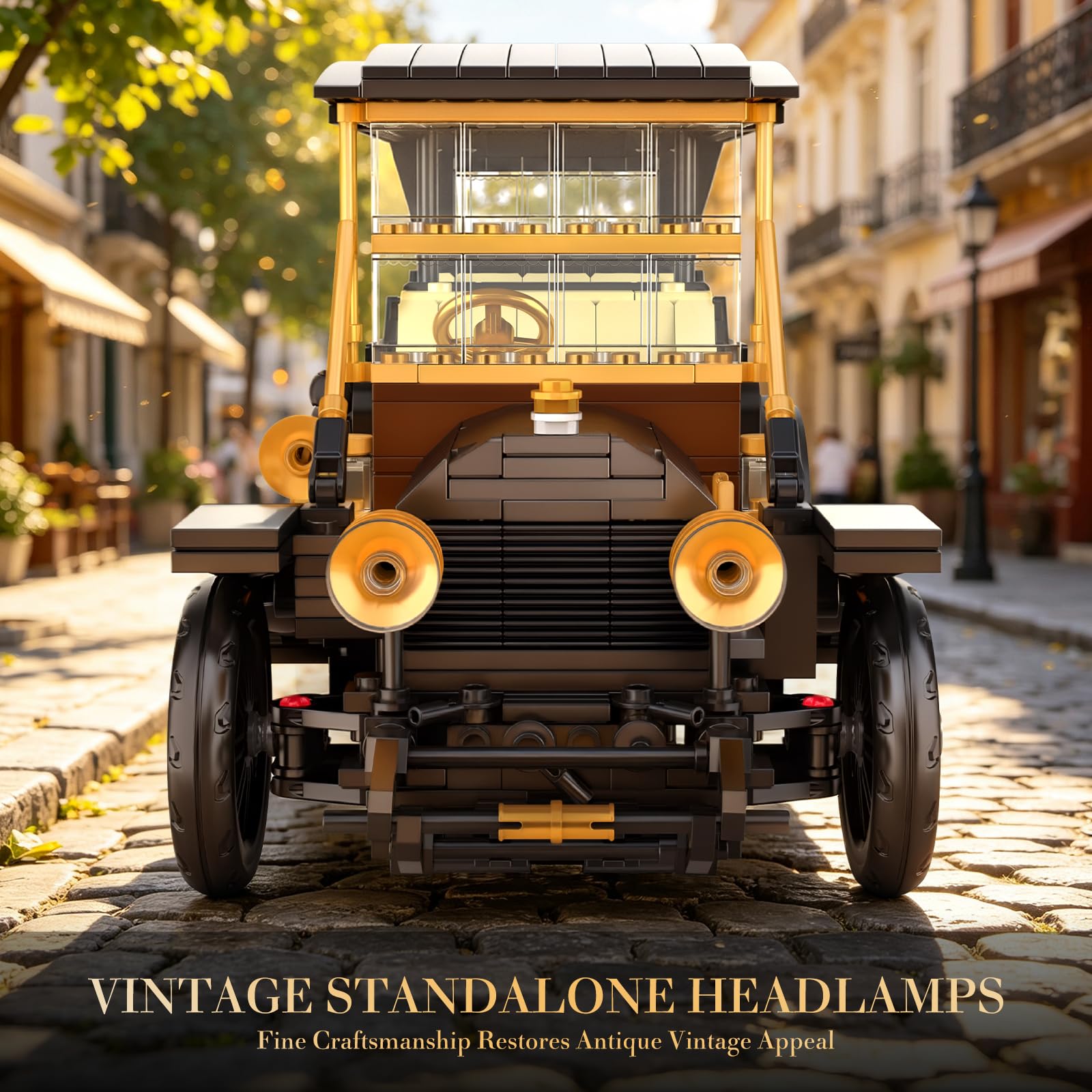 Mould King 10261 Retro Auto Bausatz 9in1, 1291 Teile, ab 14 Jahren | Oldtimer Klemmbausteine Set für Erwachsene, Retro Fahrzeug Modellbausatz als Sammlerfahrzeug, Deko und Geschenkidee