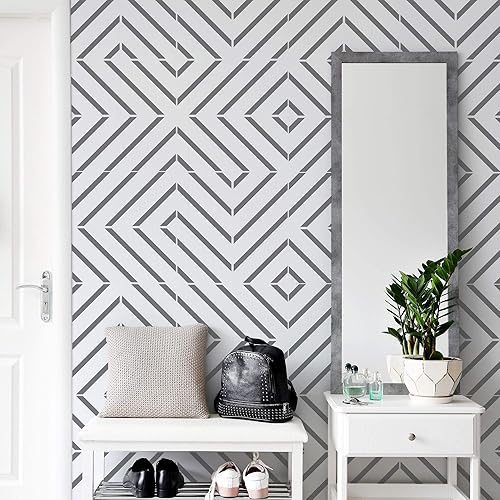 Miniatura 8 de CARREAU - Plantilla de plástico reutilizable para azulejos, geométricos marroquíes, pared de suelo (17.7 x 17.7 pulgadas)