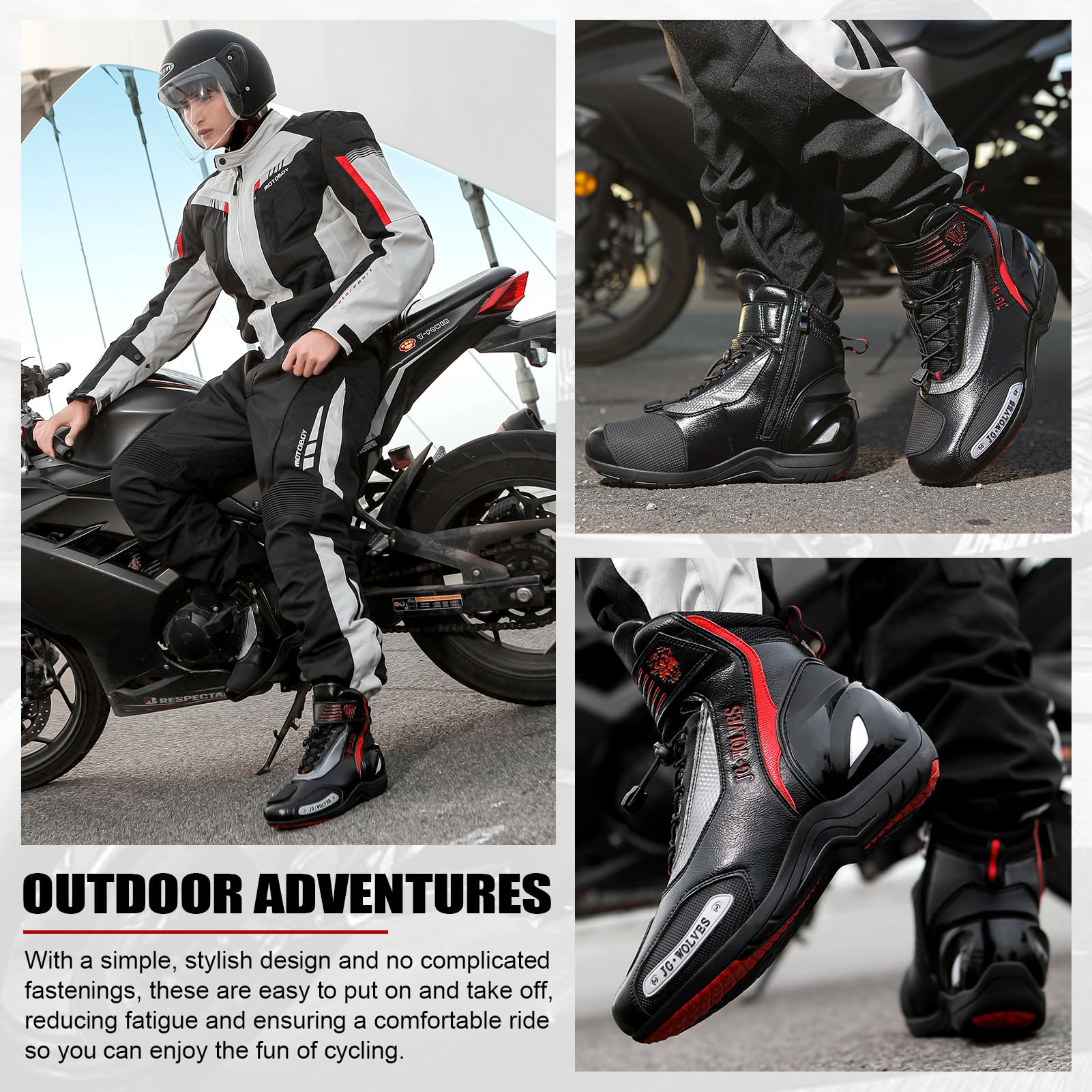 Botas de Moto, Zapatos Moto Hombre Cuero Zapatillas Calzado Motorista