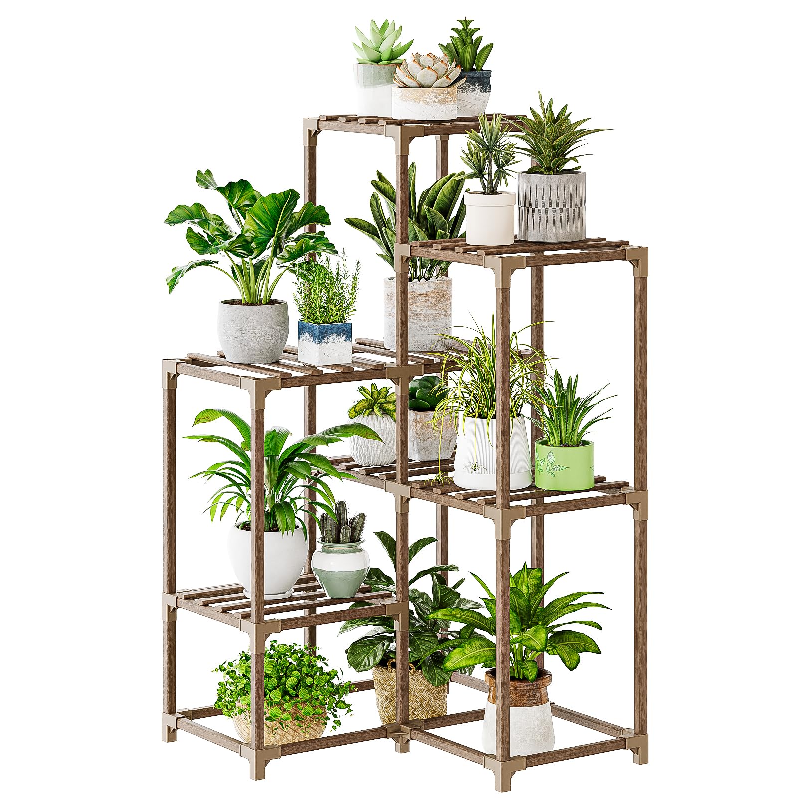 Bamworld Plant Stands Indoor Outdoor Corner Shelf Plant Holder for Living 4-Tier Corner Stands Plant Rack Indoor Multiple Plants Patio Balcony Garden