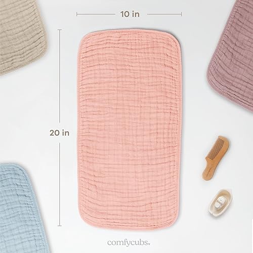 Miniatura 23 de Comfy Cubs - Juego de paños de muselina para eructos de 20 x 10 pulgadas, paquete de 6, tamaño grande, 6 capas, 100% algodón, absorbentes, seguros