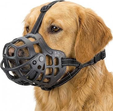 Ownpets Dog Muzzle, Adjustable Dog Basket Muzzle with Movable Cover to Prevent Biting, Chewing & Licking, Air Mesh Drinkable for Large Aggressive Dogs, XL