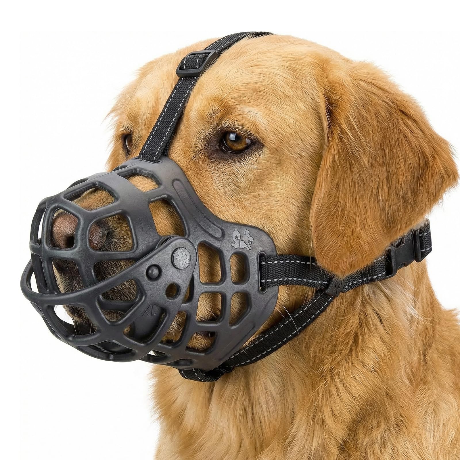 Ownpets Silicone Basket Muzzle, Adjustable with Movable Cover