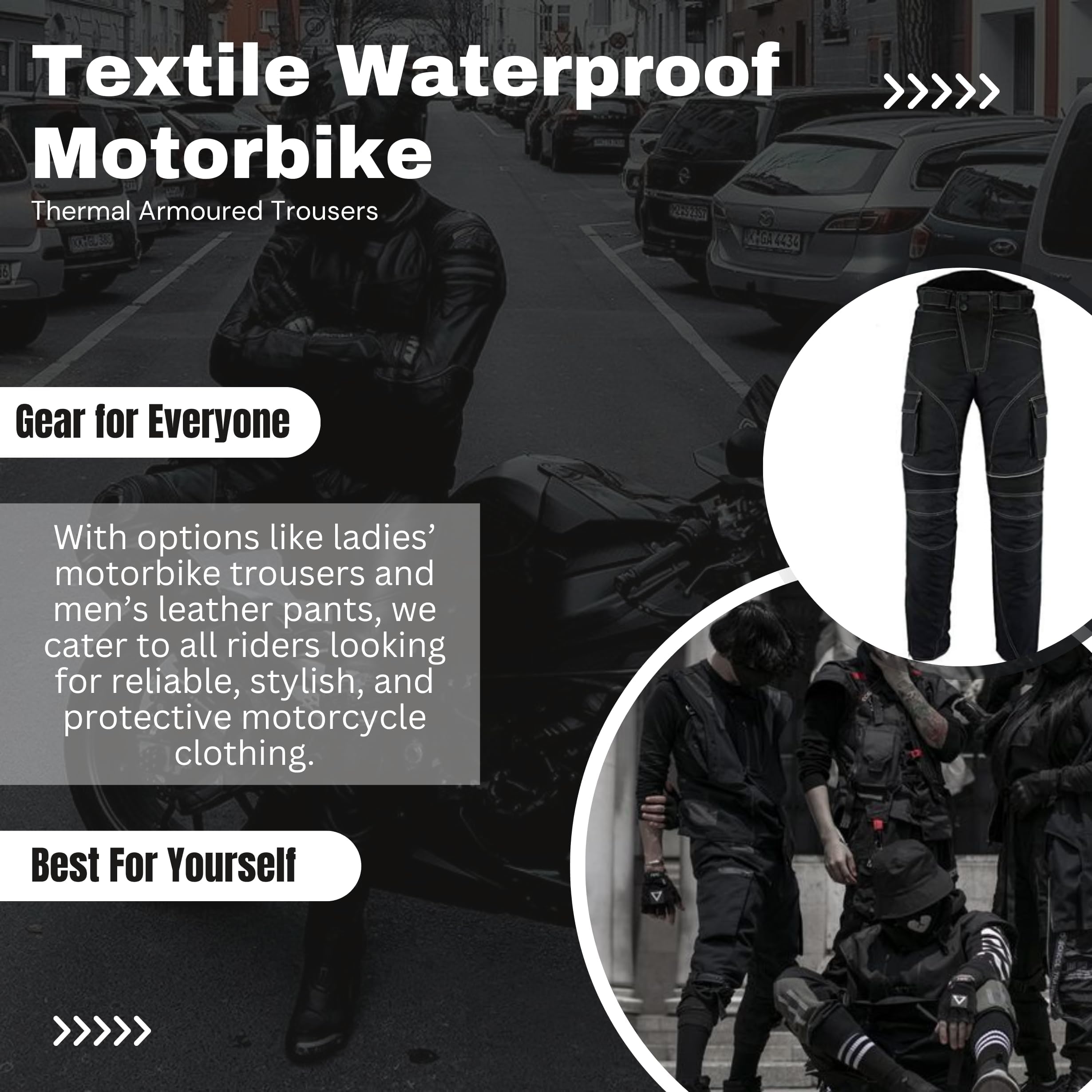 Sterling Sports®Men Textile Waterproof Motorbike Motorcycle Thermal Armoured Trousers Cargo Pant Black Cameo Grey Green — view 6