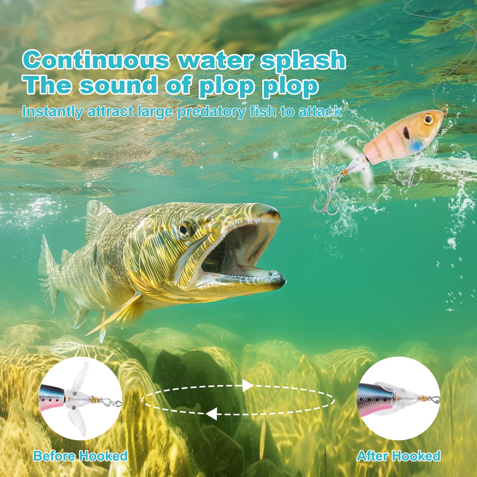Produktbild von Topwater Wespen-Köder – Schwimmender Crawler Mit Rassel, 10 G, Drillinghaken, Für Barsch, Hecht & Wels