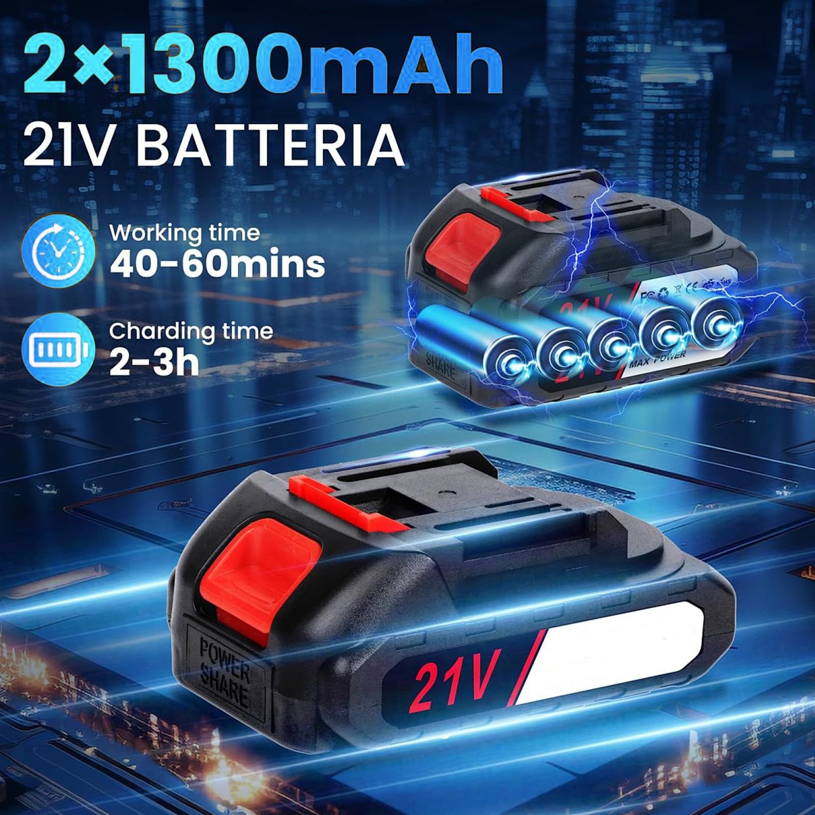 Pinza rivettatrice elettrica a batteria, senza spazzole, con 2 batterie, pinza per rivetti ciechi da 2,4 a 4,8 mm