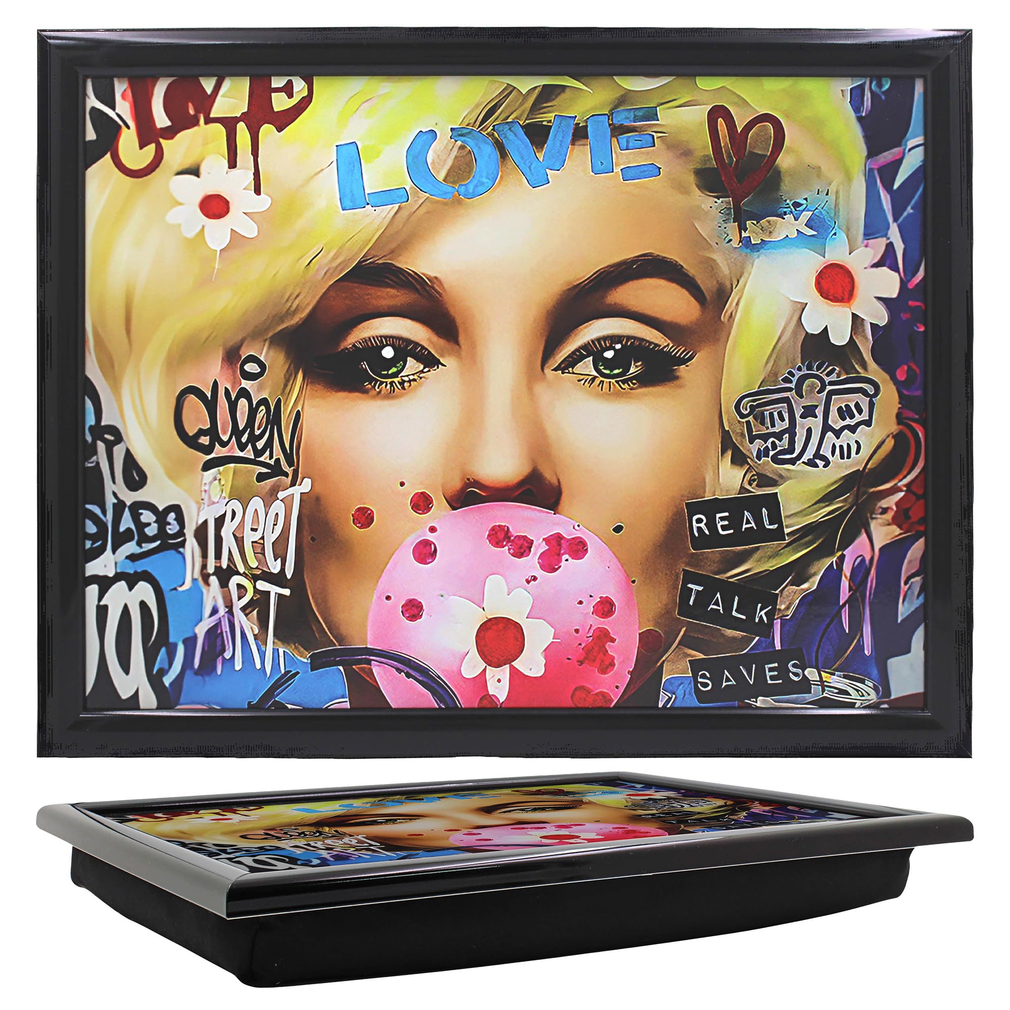 Lesser & Pavey Urban Art Blonde Bombshell Laptray For Food Serving & Breakfast | Comfortable Lap Trays With Bean Bag Cushion For Home & Daily Use | Durable Lap Trays For Eating On Lap For Adults