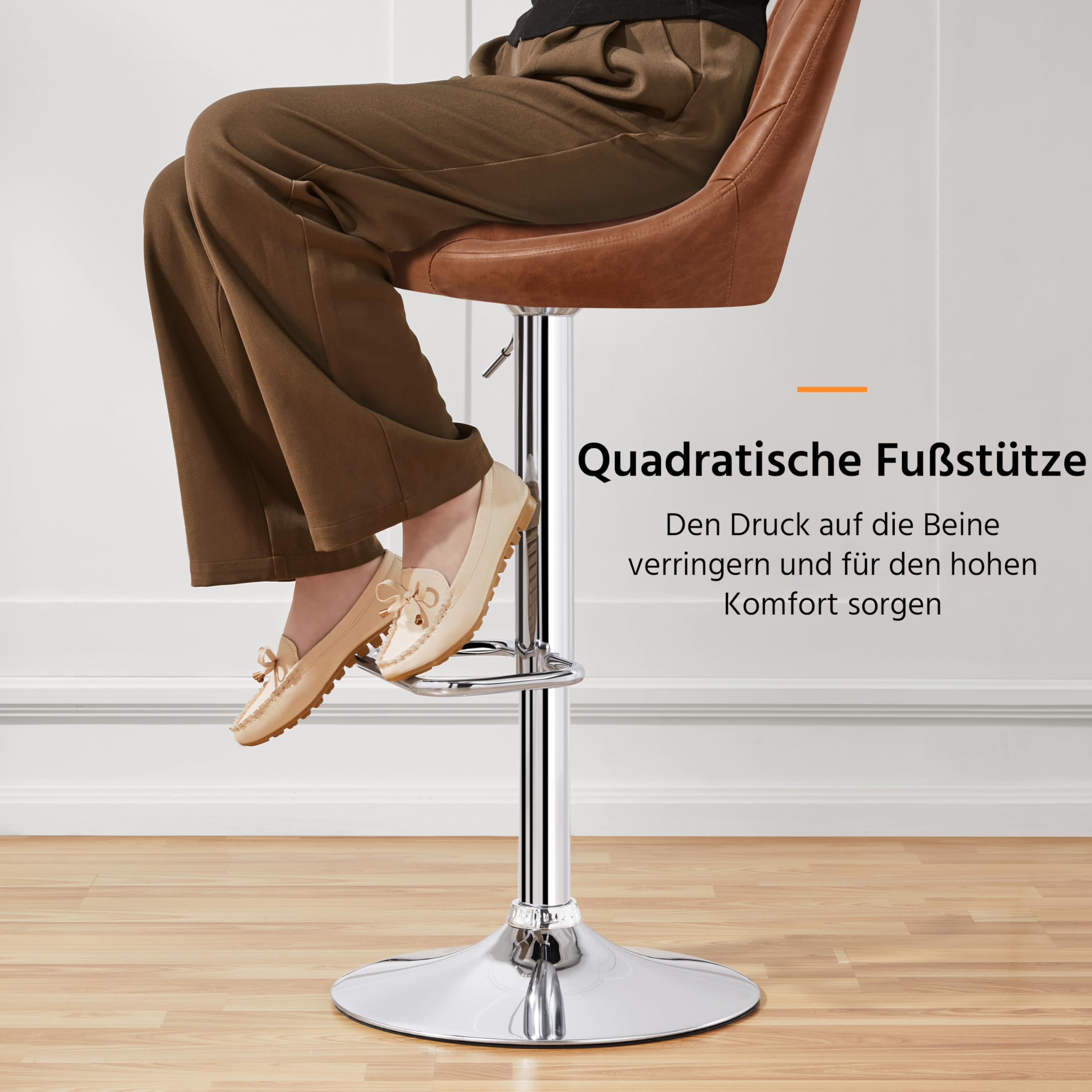 Yaheetech Barhocker 2er Set höhenverstellbarer Barstuhl 360° drehbarer Tresenhocker Polsterhocker mit Kunstleder für Küche/Bar/Salon/Esszimmer, braun