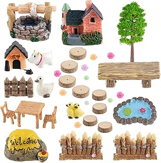 32Pcs Fairy Garden Accessories, Miniature Garden Ornaments, Micro Landscape Decorations, Plant, Table Chair Set, DIY Supplies for Christmas Decoration, Dollhouse, Desk Decor