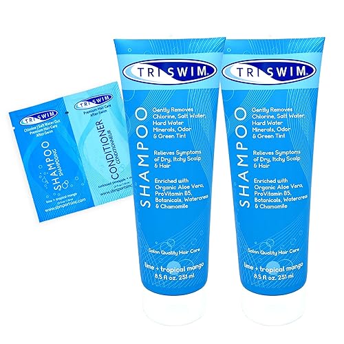TRISWIM Champú de eliminación de cloro  Elimina suavemente el cloro, el agua salada y la acumulación de agua dura  Alivia el cuero cabelludo seco y
