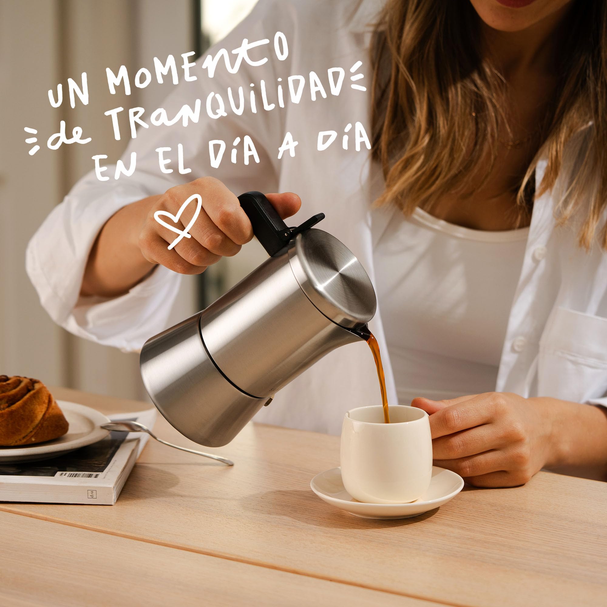 SILBERTHAL Set moka 300ml y molinillo café manual - Inducción y gas - Inox | Acero inoxidable - Disfruta del café en casa - Recién molido - Molienda ajustable - Frescura aromática y diseño