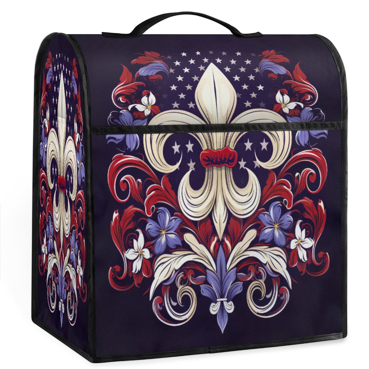 Coffee Maker Cover Fleur De Lis Ethnic Kitchen Appliance Covers Small Appliance Covers Blender Cover Juicer Cover Dust Covers for Kitchen Appliances with Top Handle and Pockets,Washable,C602