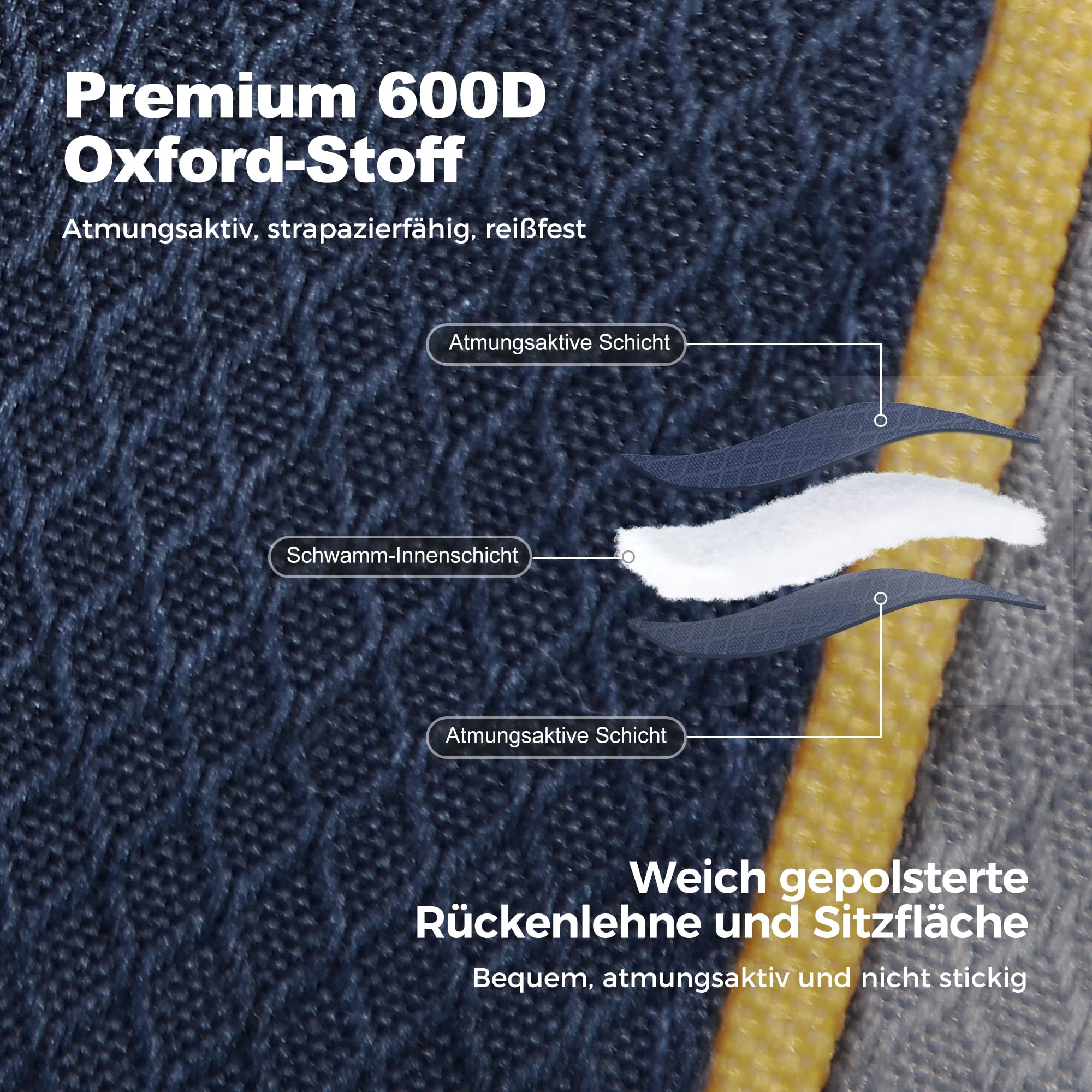 LET'S CAMP Chaise de Camping Pliante surdimensionnée avec Porte-gobelets, Sac Isotherme, Chaise d'extérieur en Oxford 600D jusqu'à 200 kg