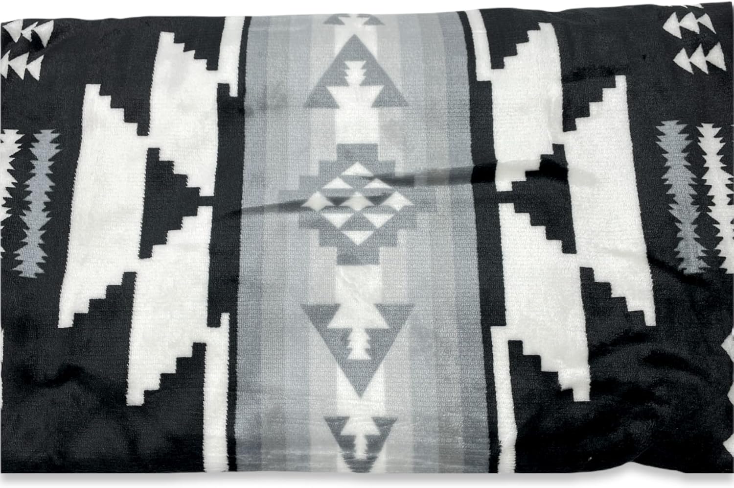 Southwest Design (Navajo Print) Sherpa Lined Throw 16112 Black_Grey Color - Image 3