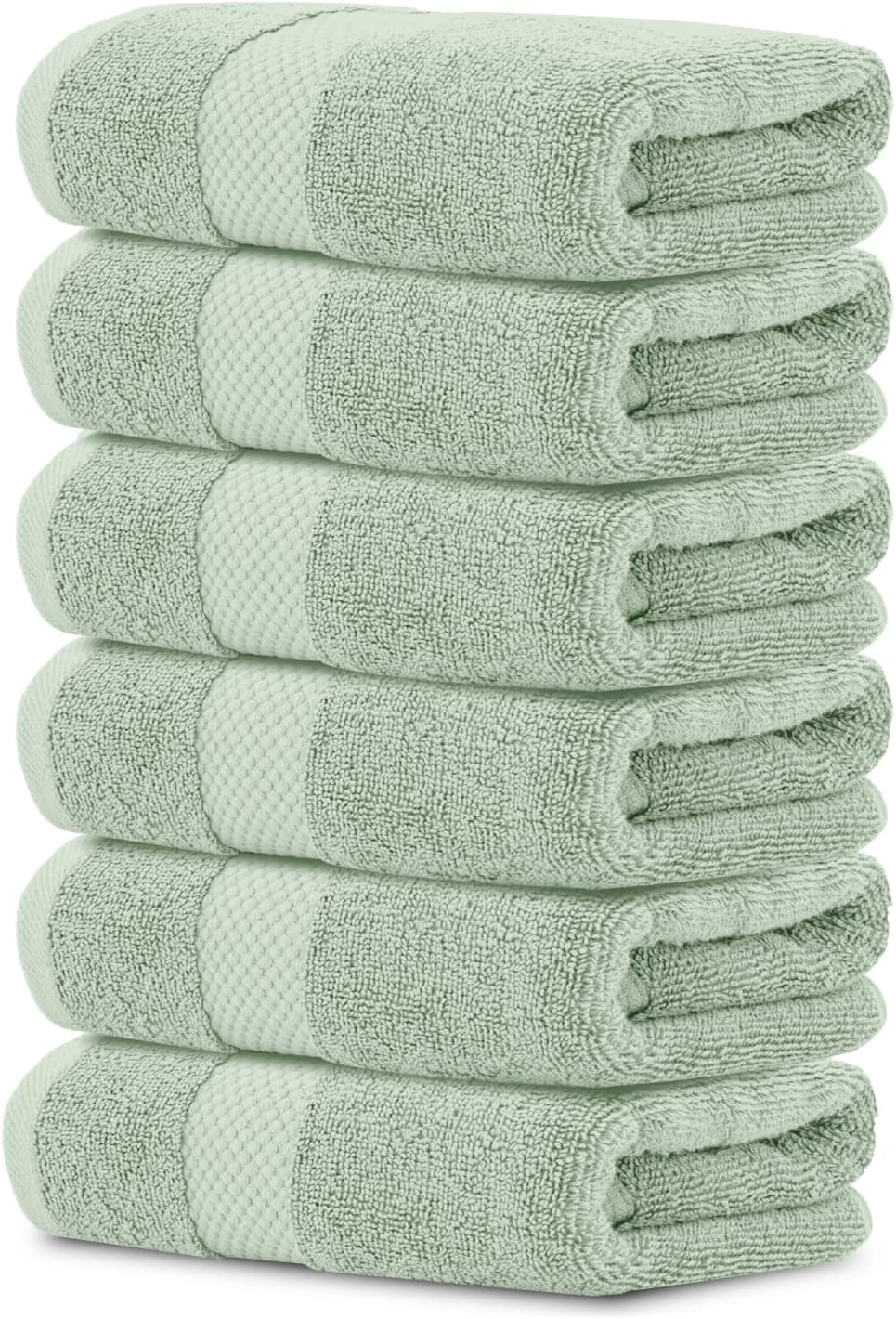 White Classic 8-Piece Light Green Towel Set, 2 Bath Towels, 2 Hand Towels, 4 Washcloths, 6 Hand Towels 16 x 30, 12 Washcloths 13 x 13 | Cotton, Highly Absorbent and Quick Dry for Hotels, Spa