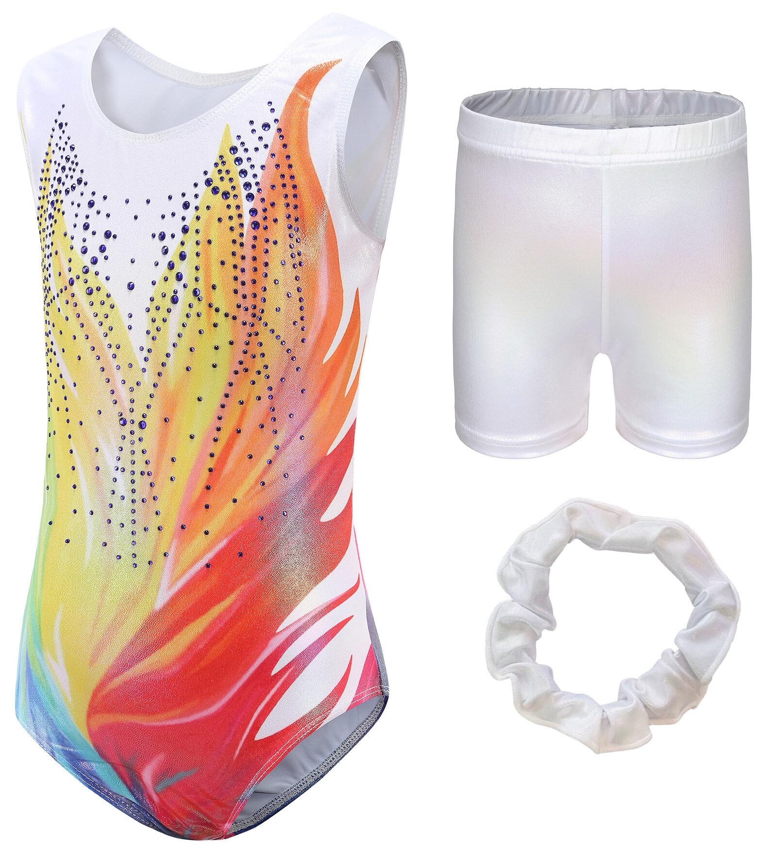 SEAUR Maillot de gimnasia para niña, con cinta para el pelo, para niños, camiseta de gimnasia, pantalones cortos de gimnasia, sin mangas/manga larga, traje de gimnasia, ropa de baile