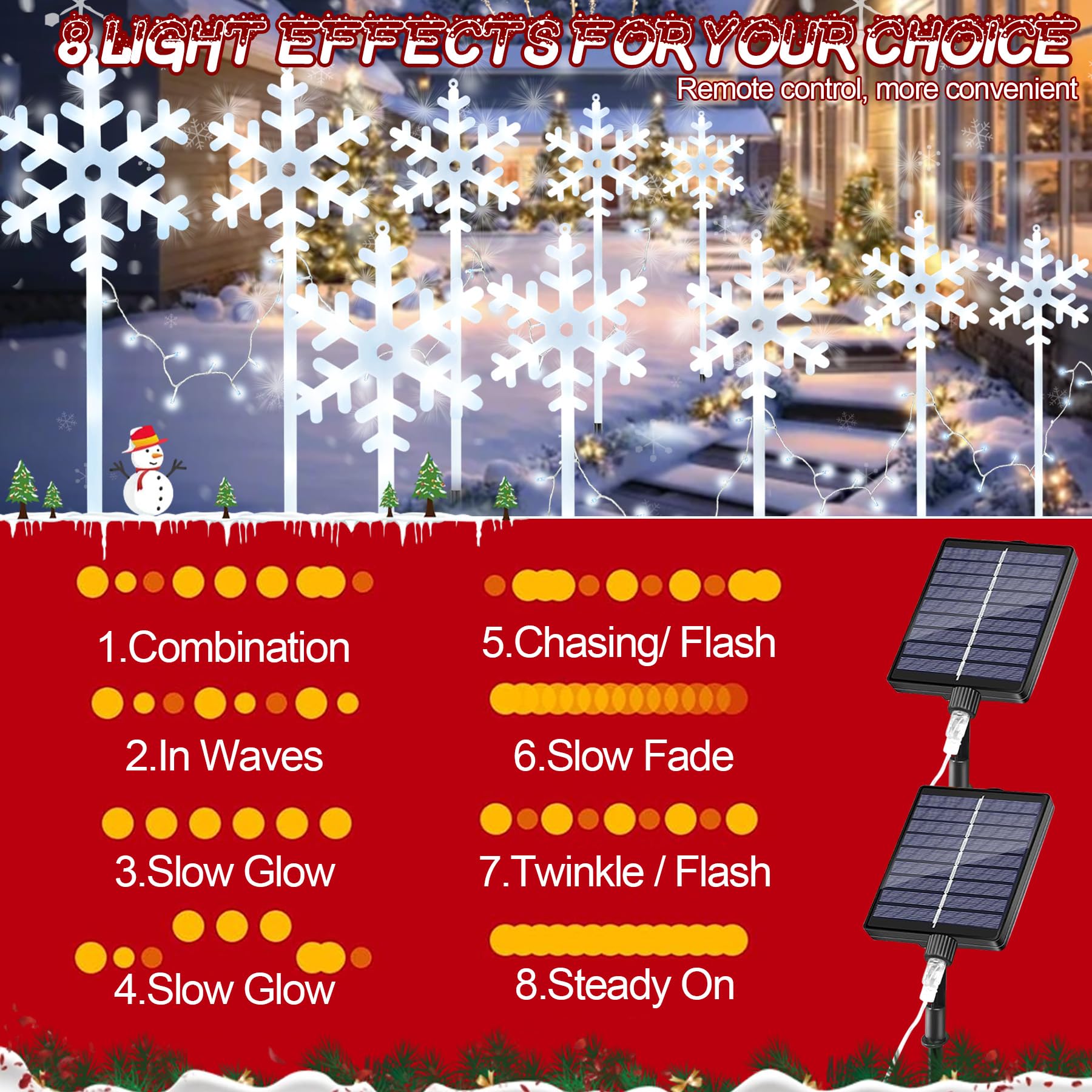 VEEKAY 10 Pièces Decoration Noel Lampe Solaire Exterieur,8 modes de canne à sucre éclairée solaire,Flocon de Neige Lumières de Noël,Étanches,Marqueur De Chemin De Noël pour Terrasse Cour Cadeaux