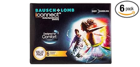 Bausch & Lomb iconnect Monthly Contact Lens(-9.00,Transparent,Pack of 6)