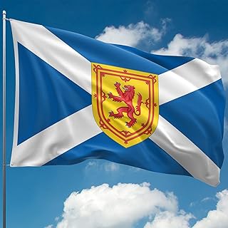 Scottish Flag with Rampant Lion - Scotland Flag - St Andrews Saltire Flag - Double-sided Digital Print - 110Den Thick polyester- Double Seam - 2 brass eyelets, large 5ft x 3ft