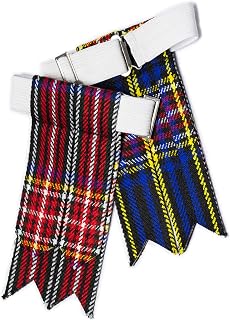 Kilt Flashes for Men with Heavy Buckle Adjusters, Plain & Tartan Kilt Sock Flashes.