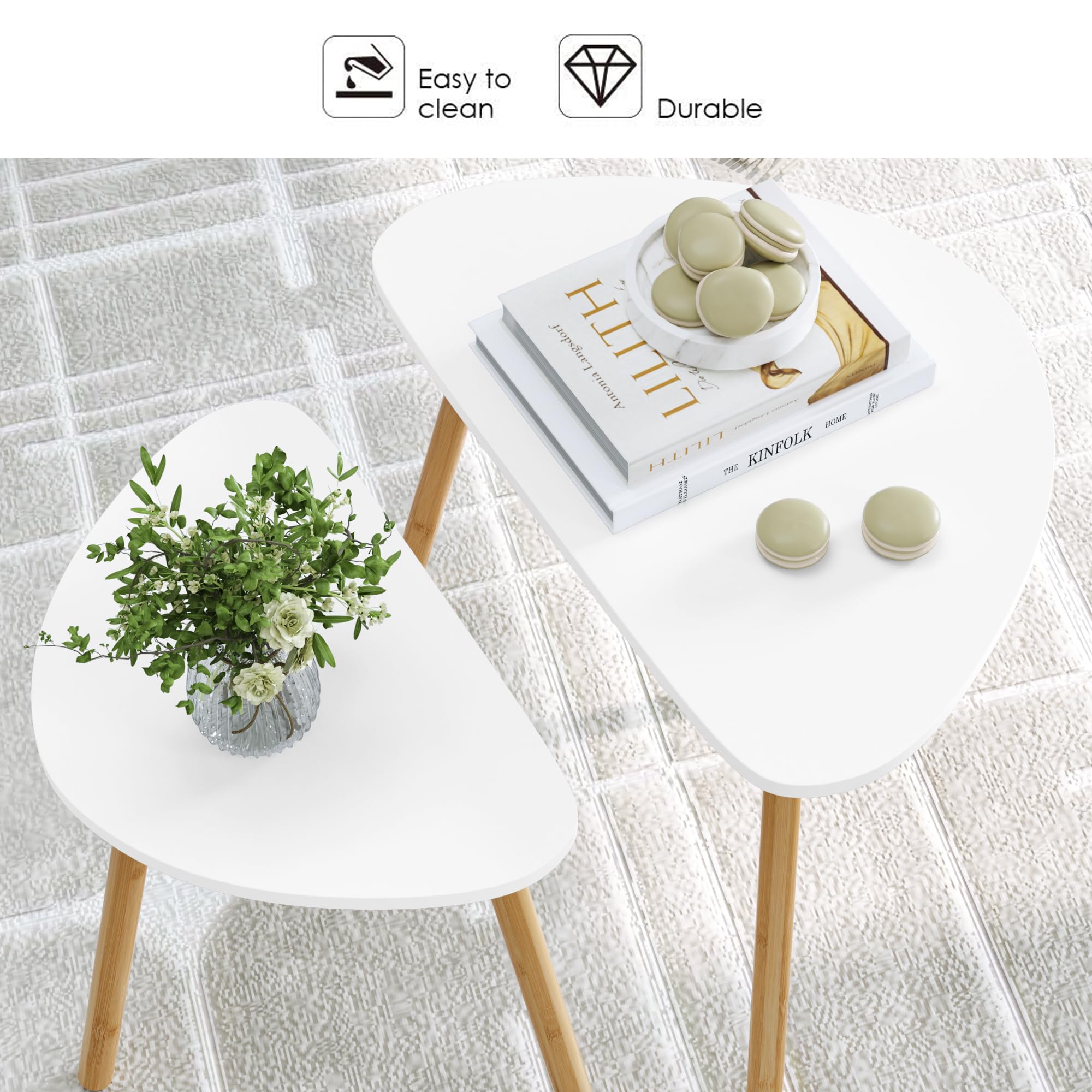 Bijzettafels Slanke Smalle Bijzettafel voor Bank/Bed/Kleine Ruimtes, Boerderij Simplistische Mini C-vormige Salontafel, voor Woonkamer, Slaapkamer, Gemakkelijk Schoon te Maken! (Color : Style8