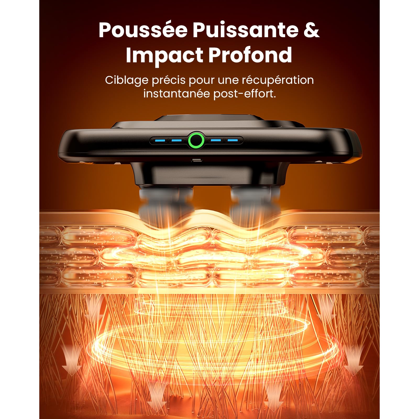 BOB AND BRAD TheraPanel Pistolet de Massage avec 4 Embouts | Masseur Musculaire pour Tissus Profonds avec Plaque de Massage des Fascias, Détente du Dos et Jambes, Massage à Percussion