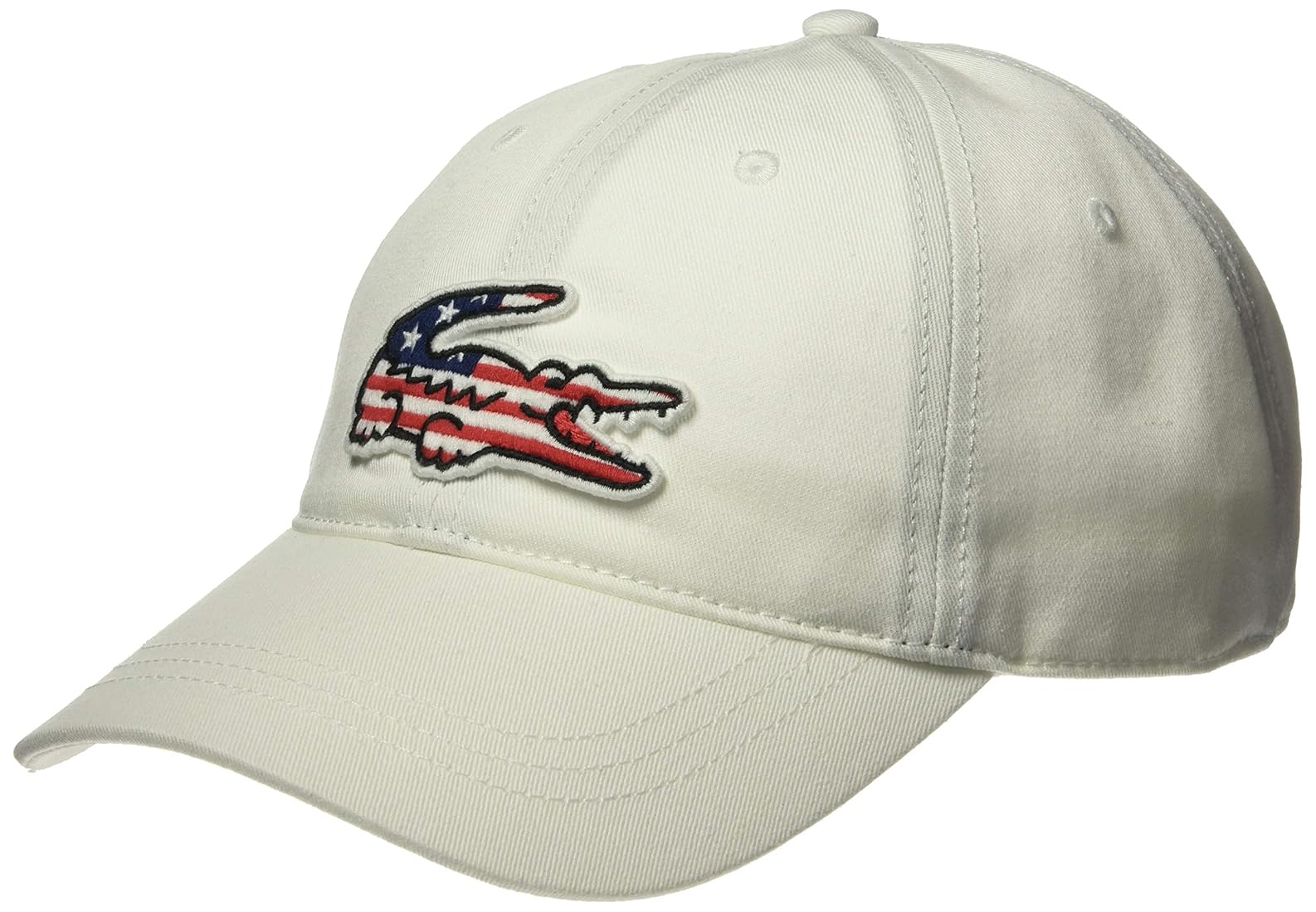 Buy Lacoste Men's Big Croc USA Gabardine Cap, White, One