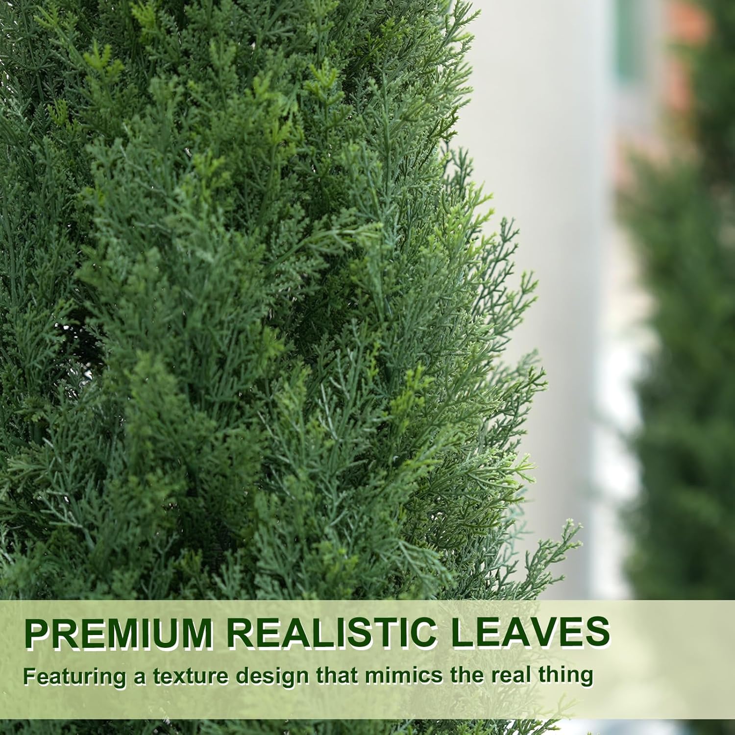 4FT Artificial Cedar Topiary Trees with Rustic Barrel Planter, Outdoor Indoor Realistic Faux Pine Shrubs Plants, Fake Cypress Trees for Home Offices Porch Decor, Set of 2 - Image 6