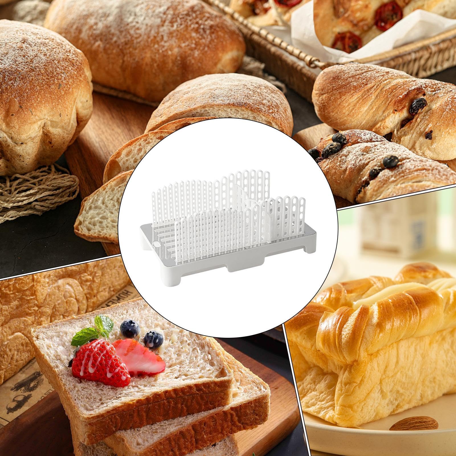 Affetta Pane - Tagliere Per Pane Casereccio Con Vassoio Raccoglibriciole,Guida Taglio Regolabile e Pieghevole per Fette Perfette