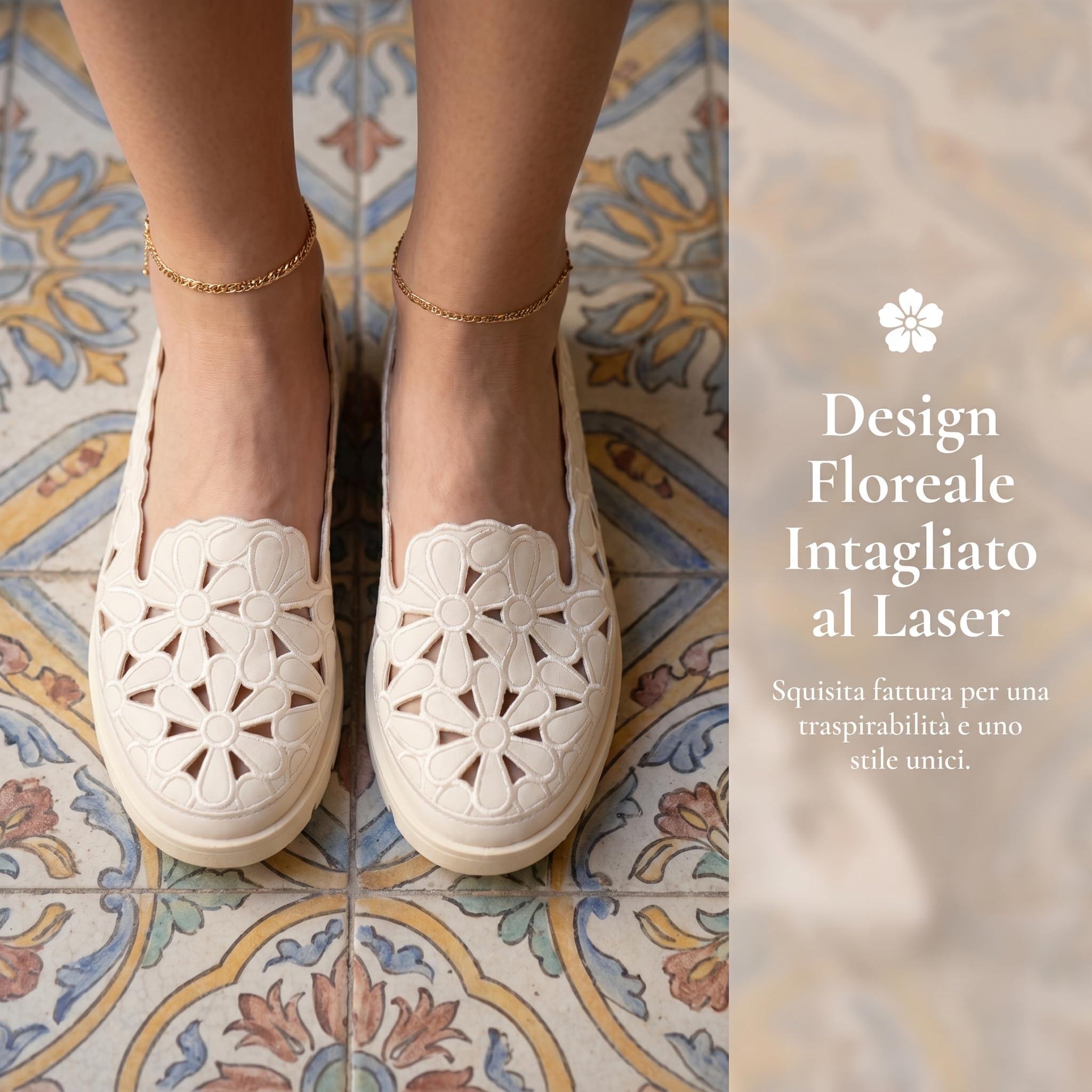 GLAMORA Ballerine da donna traforate design floreale scarpe piatte piattaforma leggera suola flessibile antiscivolo soletta morbida confortevole traspirante scarpe estive