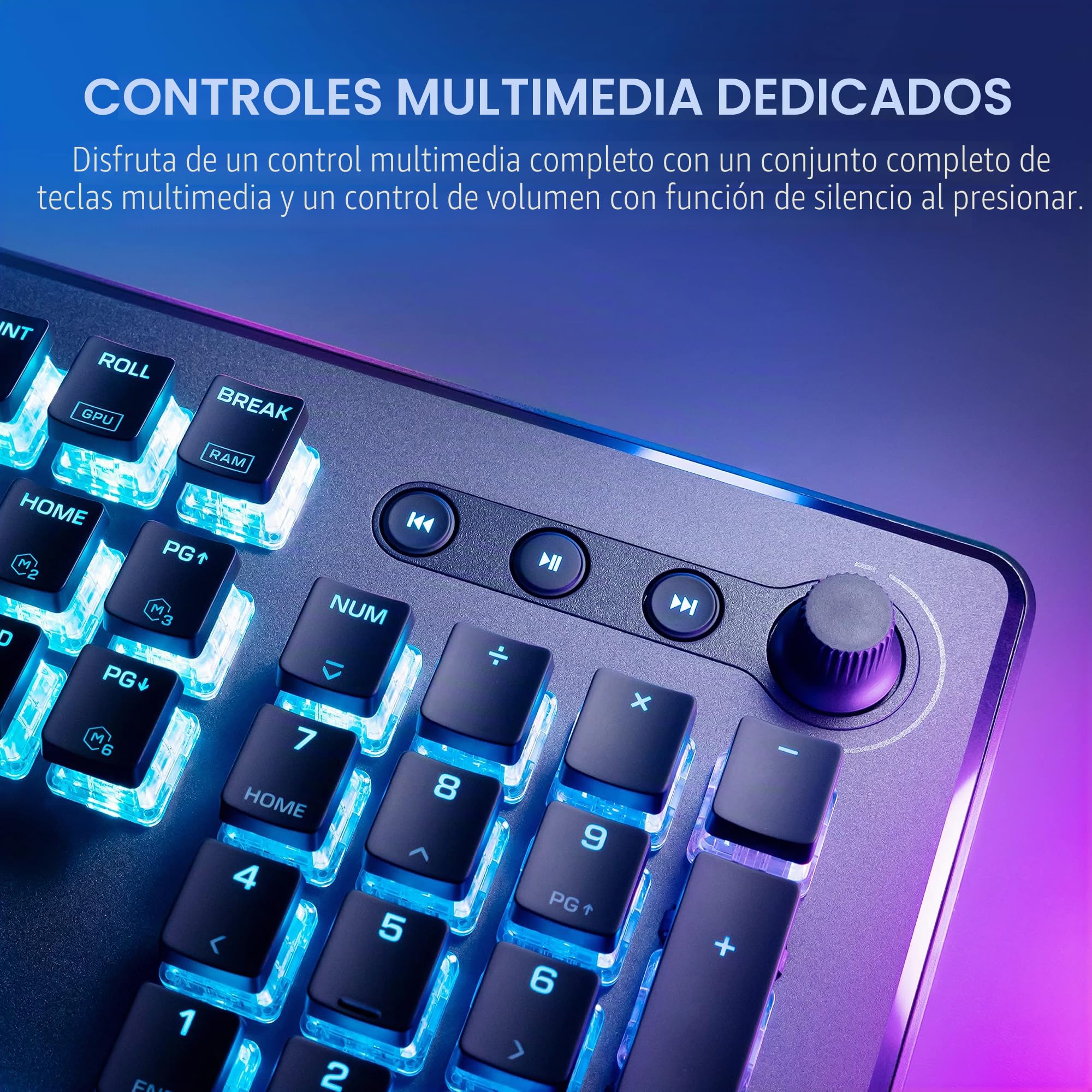 ROCCAT Vulcan II Max - Teclado óptico mecánico RGB personalizables con interruptores lineales táctiles Titan II y placa de aluminio