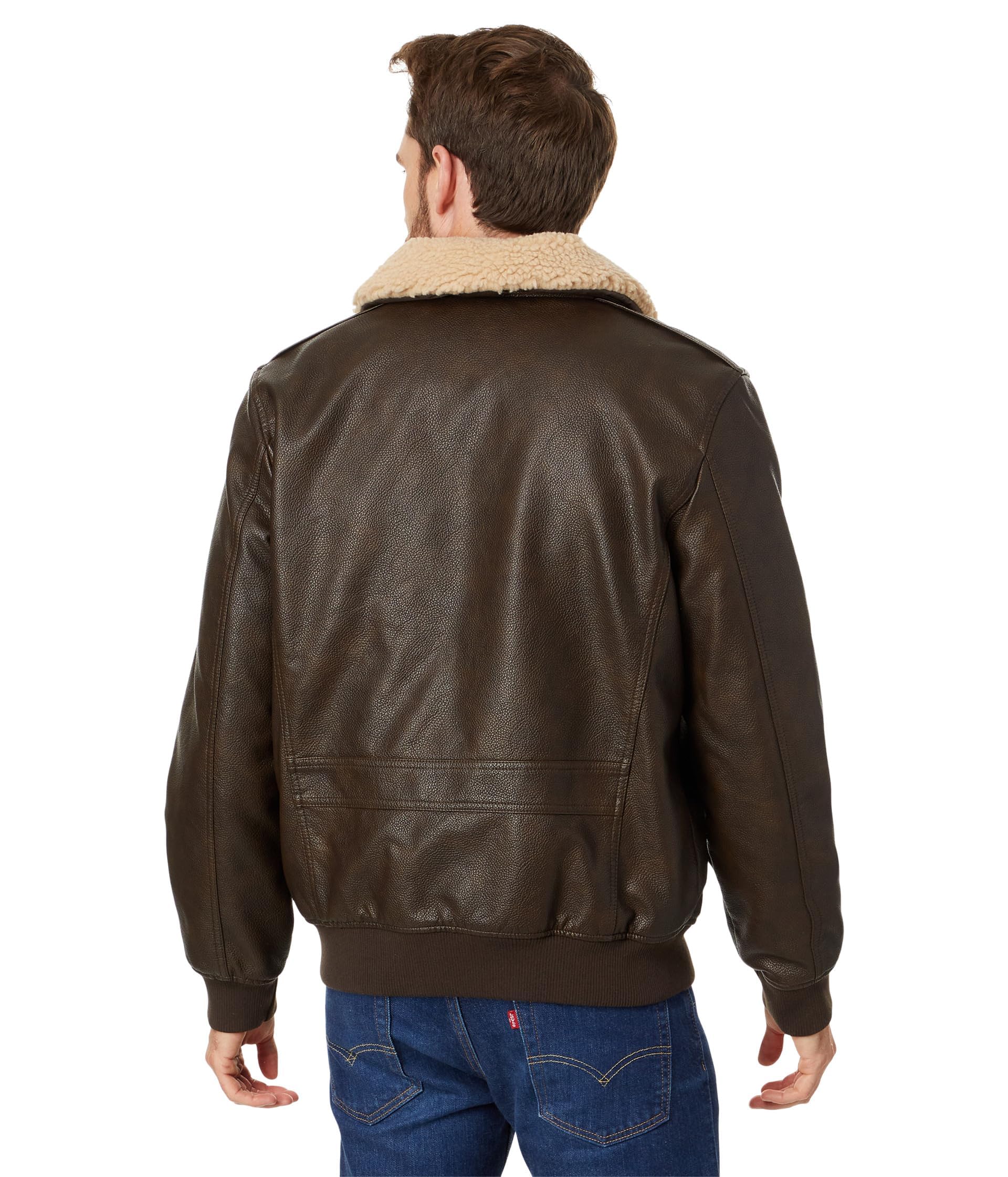 Levi's Kurtka Mężczyźni Levi's Men's Faux Leather Aviator Bomber Jacket With Sherpa Collar