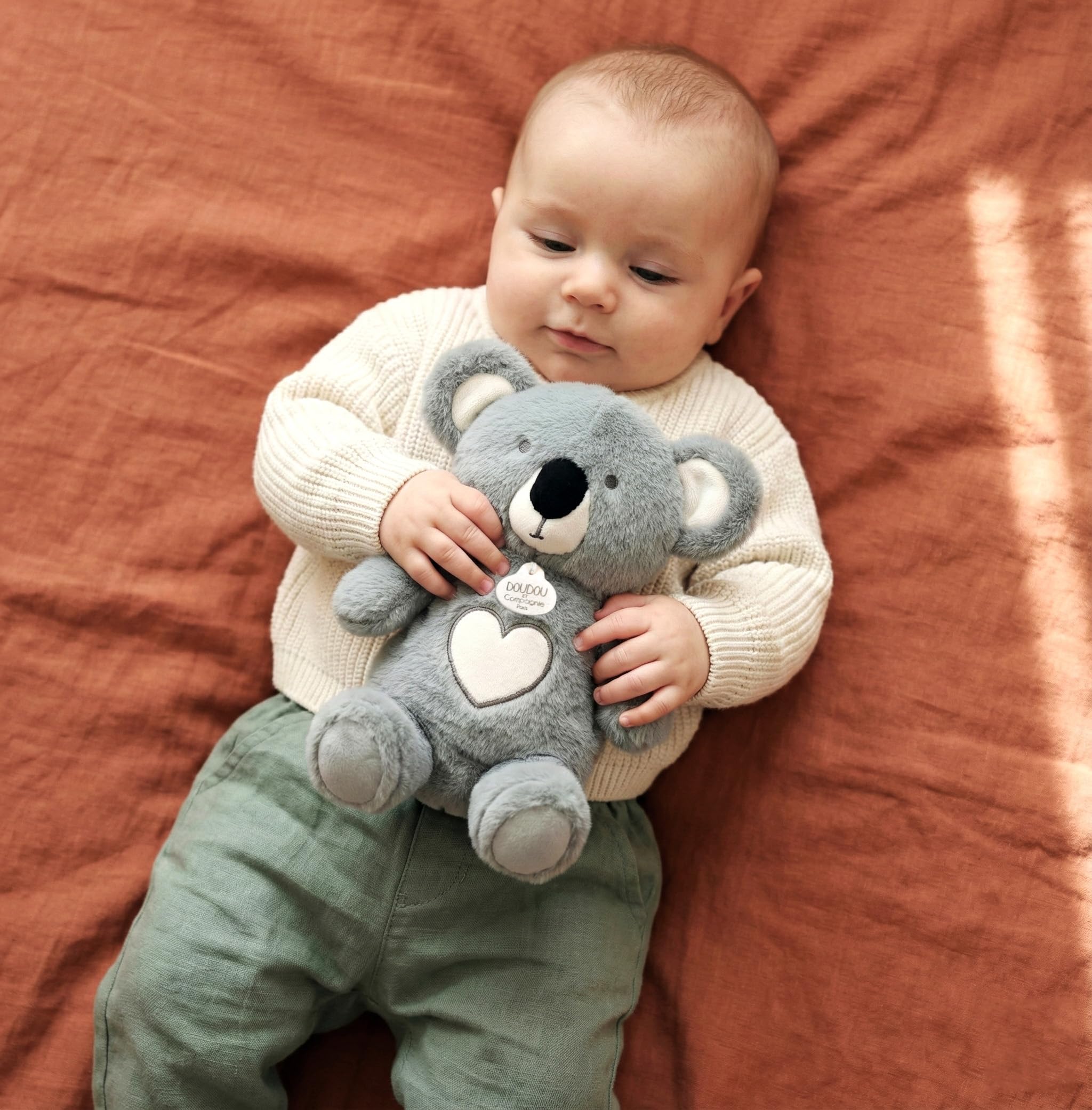 Doudou et Compagnie - Oddychający plusz Koala Respi'Rêves - 28 cm - Świecąca muzyczna przytulanka z ruchem oddechowym - Wspomaga snu dziecka - Prezent dla chłopca i dziewczynki - DC4682